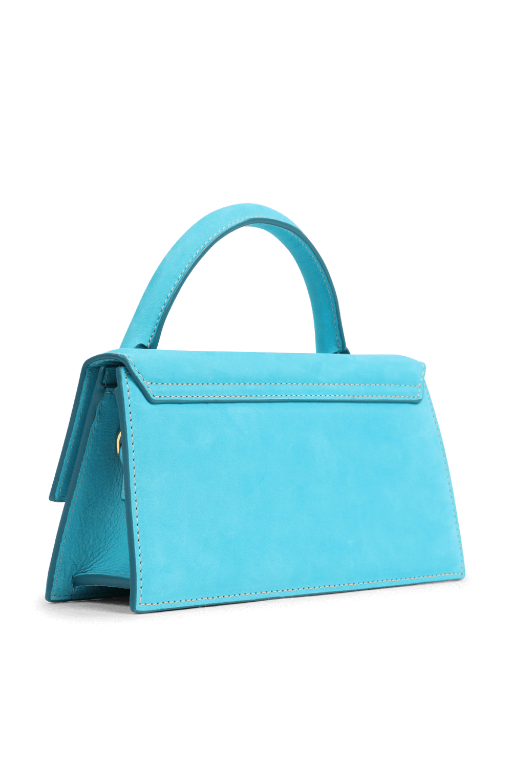 תמונה אחורית של תיק כתף לה צ'יקיטו לונג מעור בגוון טורקיז