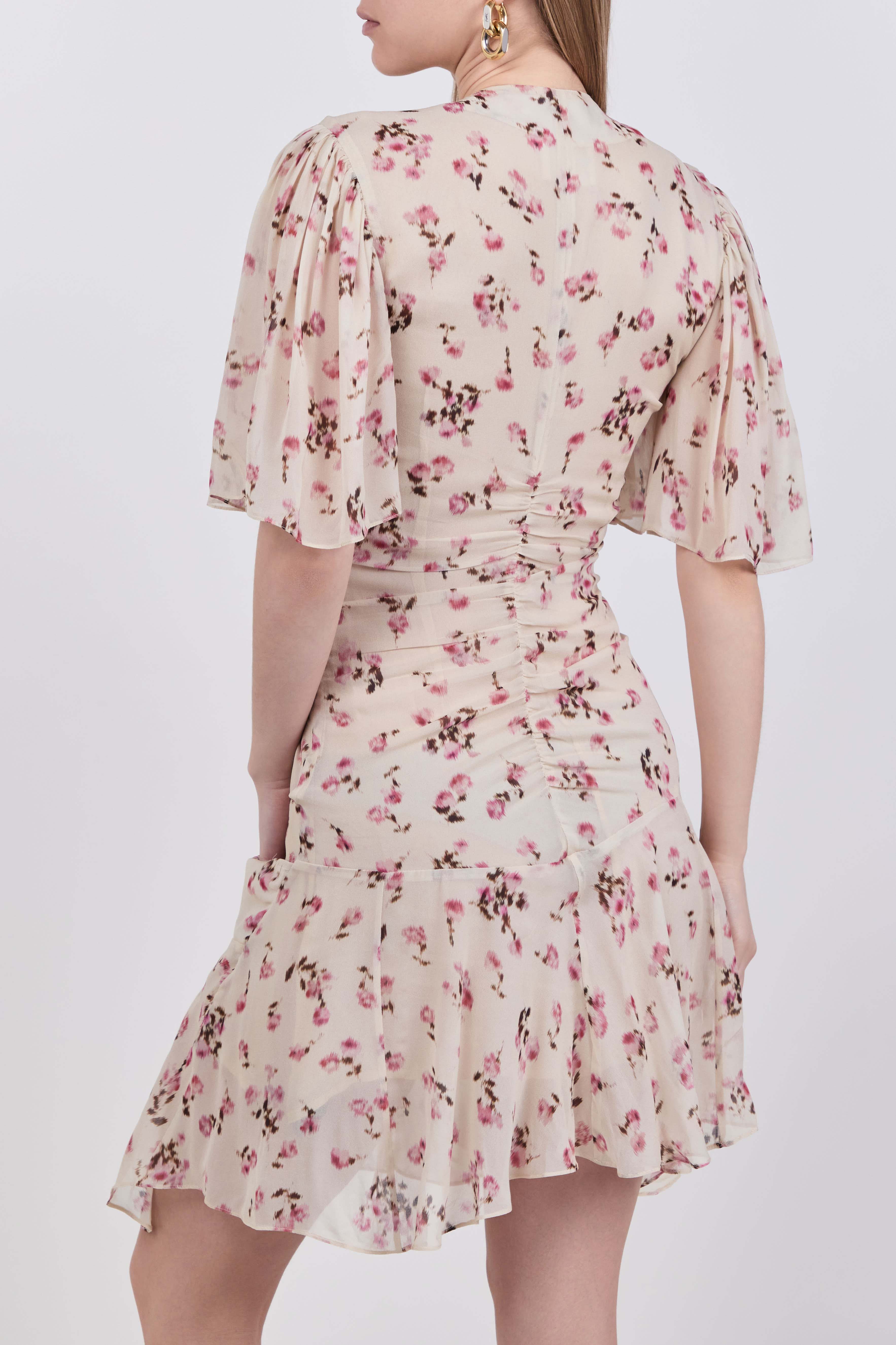 תמונת דוגמן אחורית של שמלת מיני פרחונית