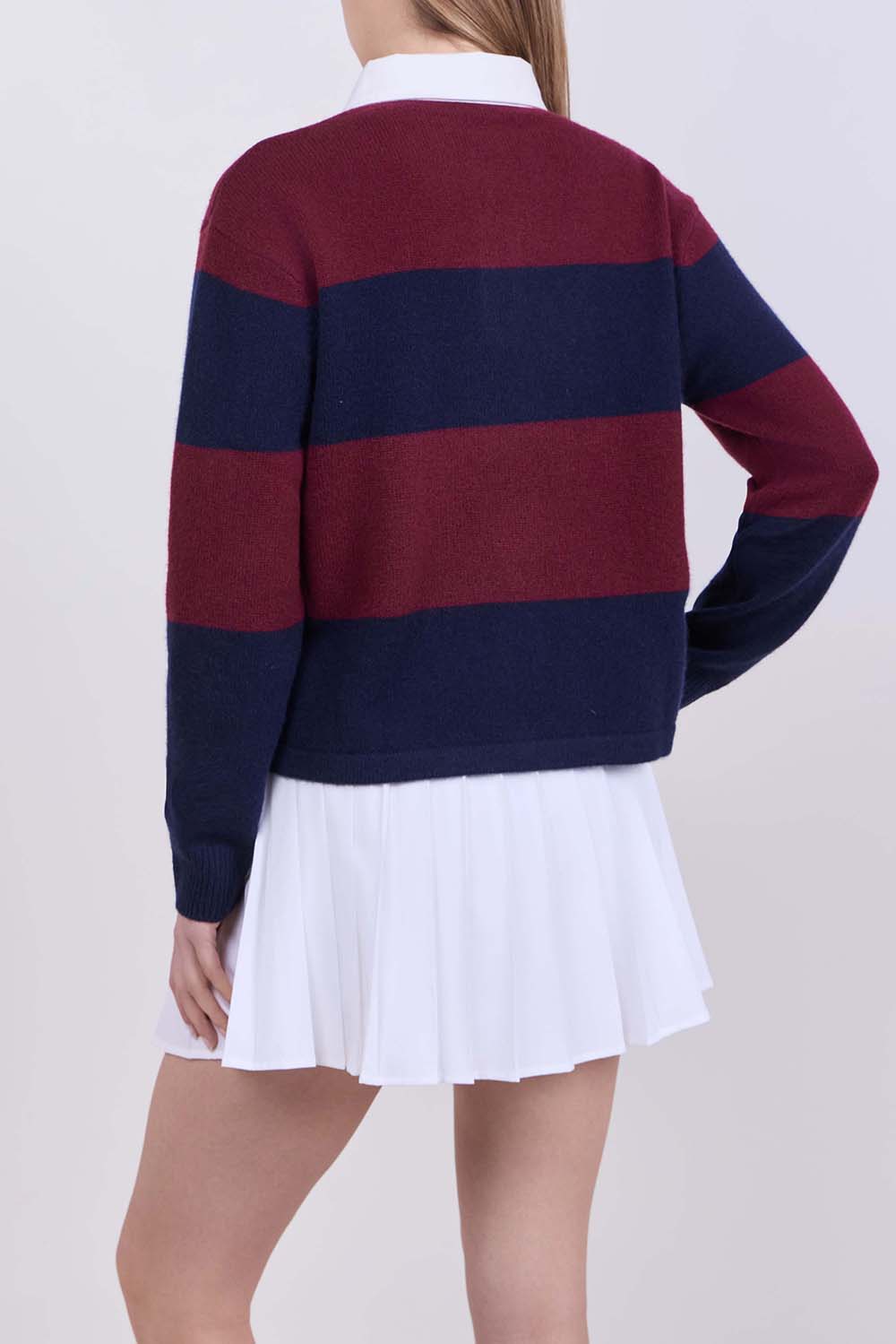 תמונת דוגמן אחורית של סריג פולו קשמיר