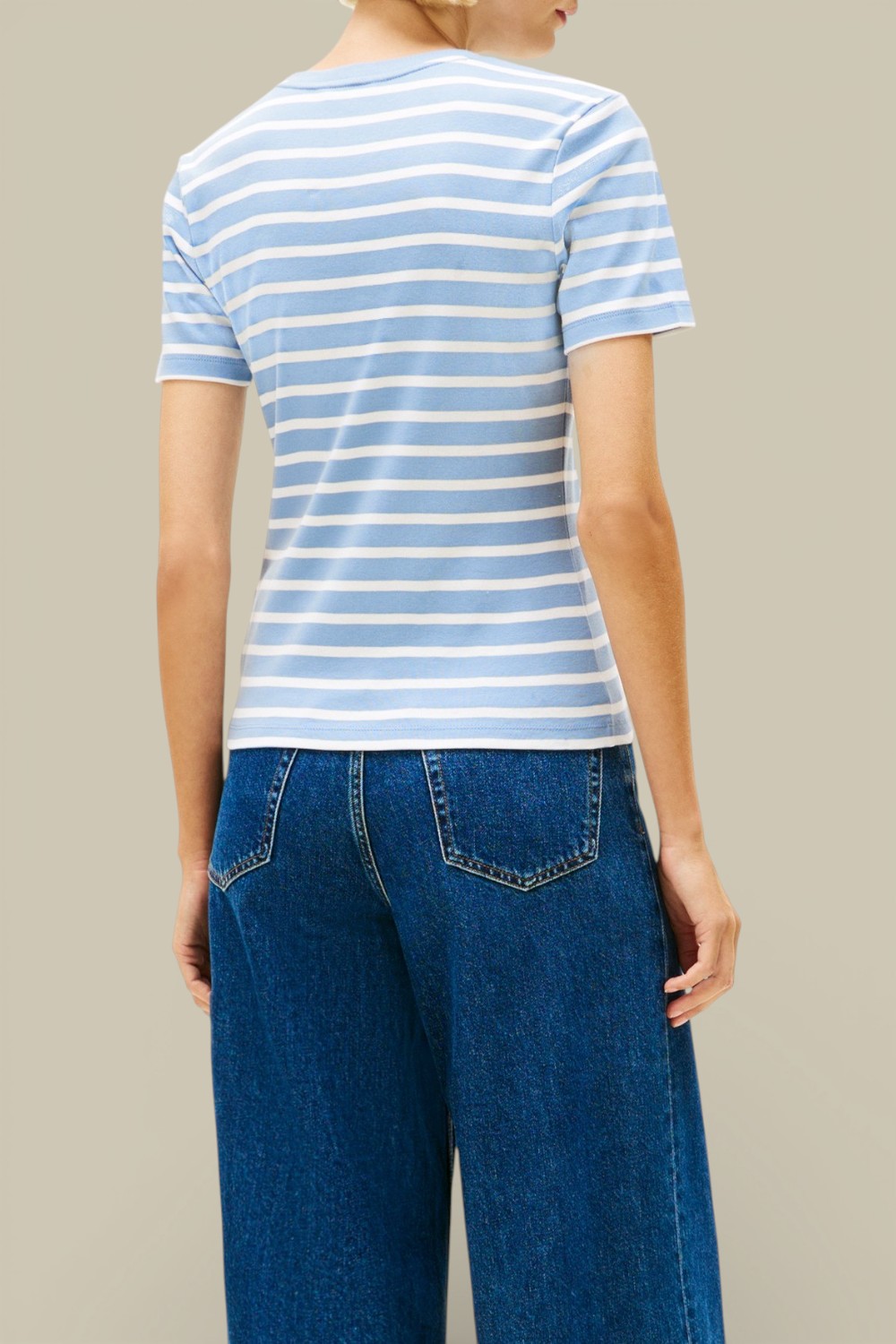 תמונת דוגמן אחורית של חולצת טי פסים