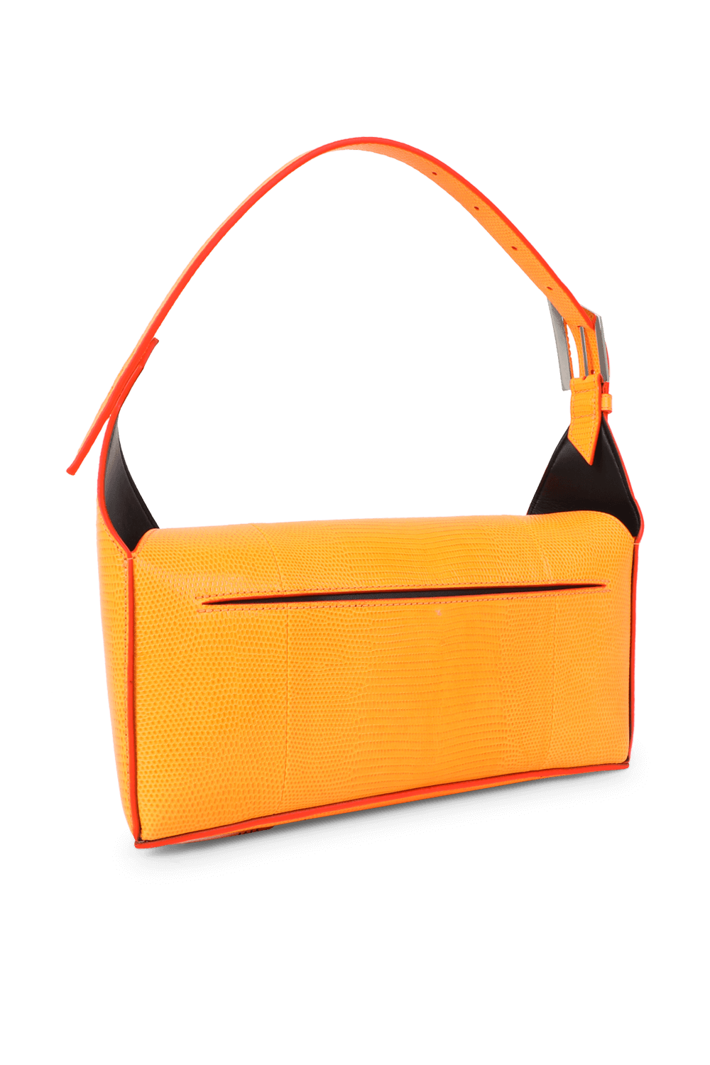 תמונה אחורית של תיק כתף גיאומטרי מעור קרוקו