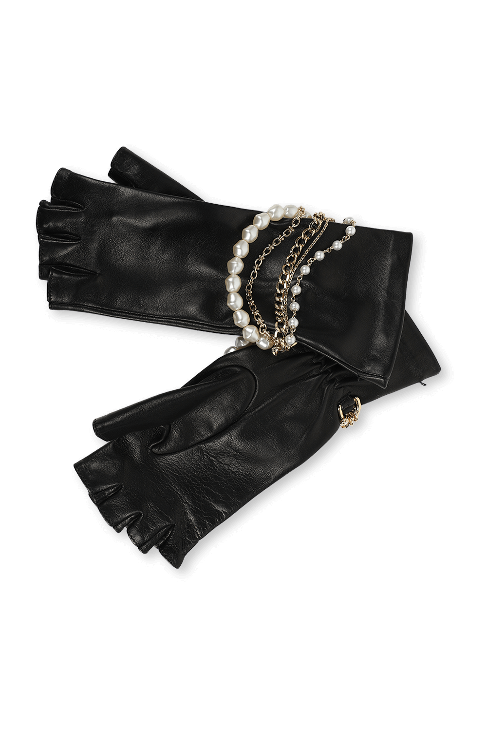 תמונה אחורית של כפפות מעור בצבע שחור