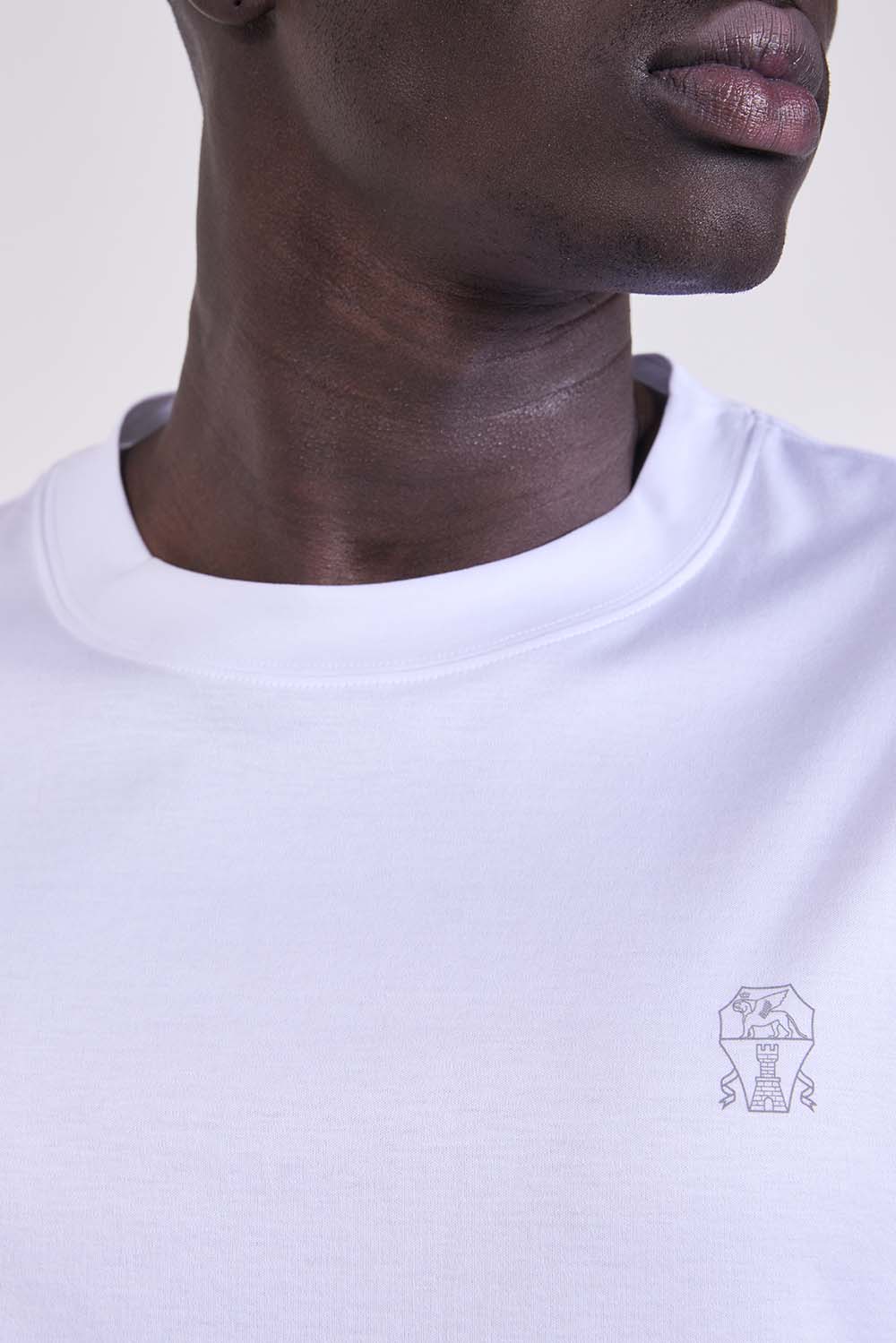 תמונת תקריב דוגמן של חולצת טי בגזרה ישרה