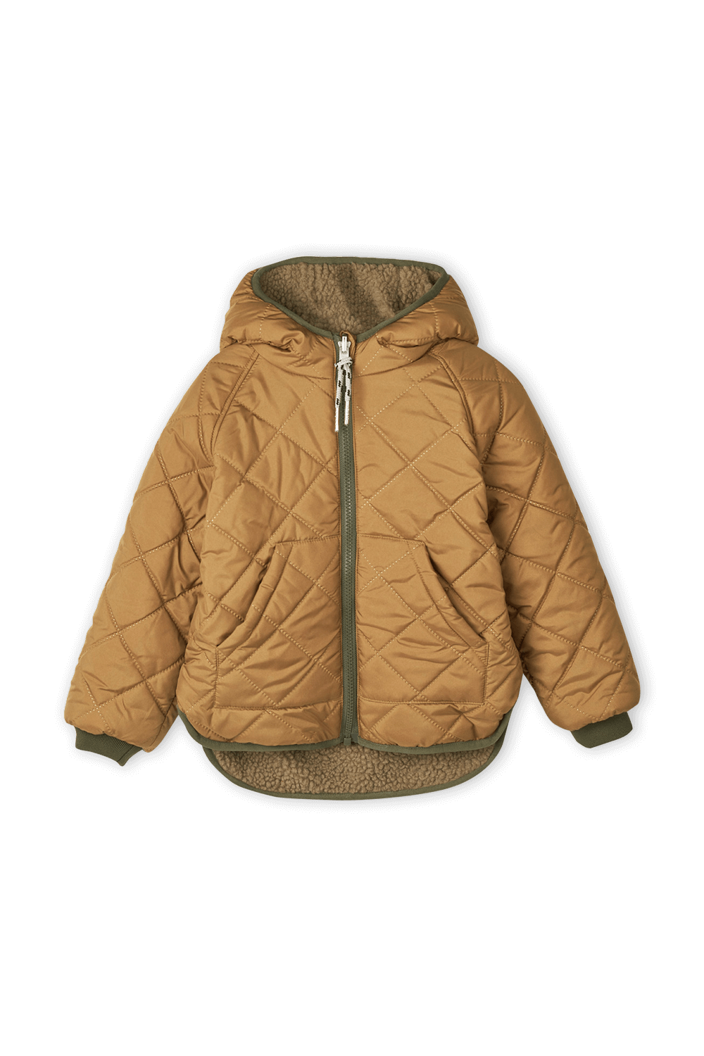 תמונה קידמית של גילאי 1-10 מעיל ג'קסון דו צדדי קווילט בגוון חום