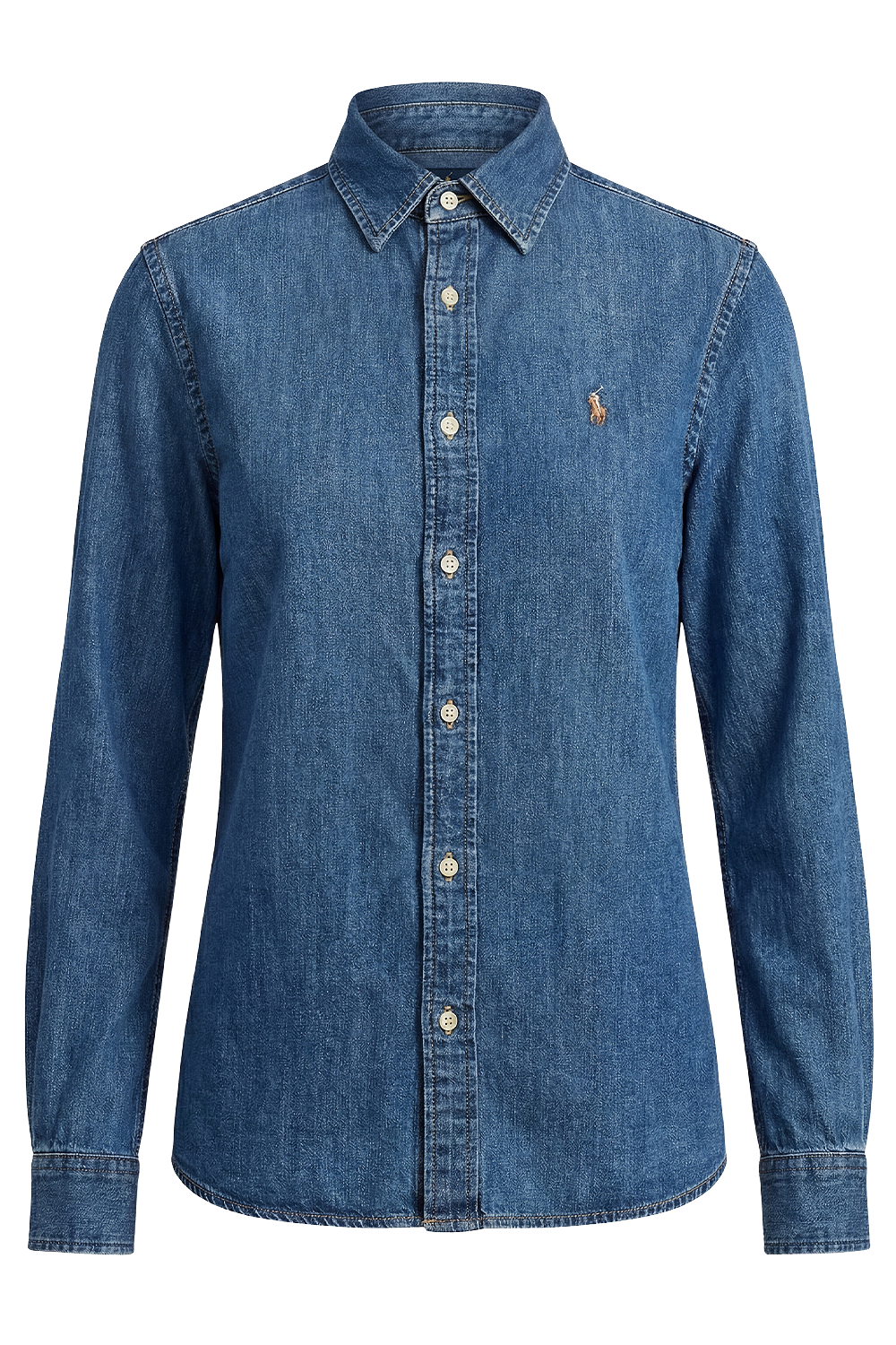 תמונה קידמית של חולצת כפתורים ג'ינס סלים פיט