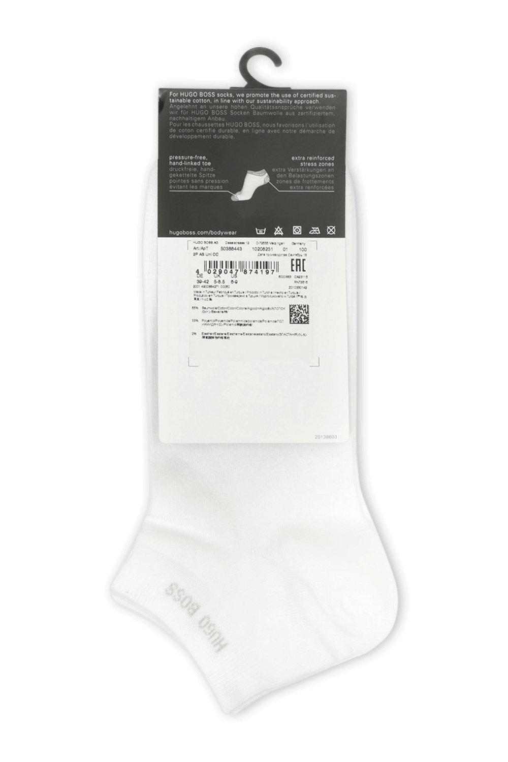 2-Pack Short Logo Socks in White BOSS