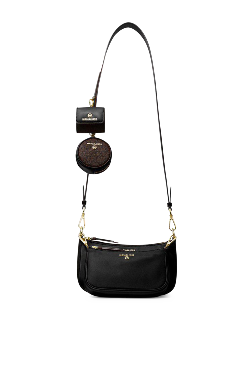 תמונה קידמית של תיק פאוץ' בגודל מדיום בגוון שחור