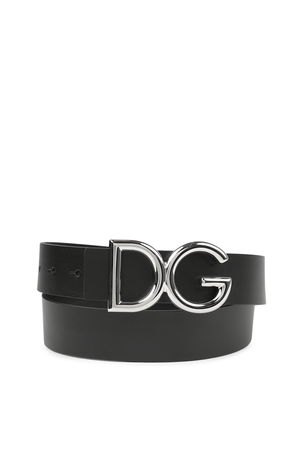 DG Logo Belt in Black Leather DOLCE & GABBANA