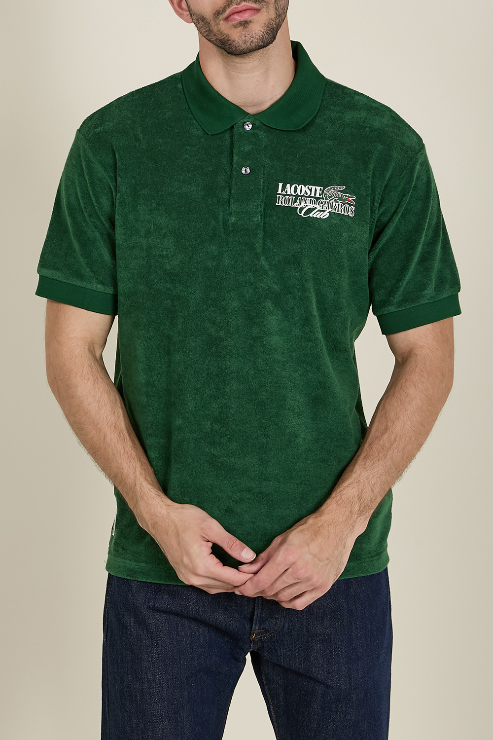 תמונת דוגמן קידמית של לקוסט X רולאן גארוס חולצת פולו קצרה