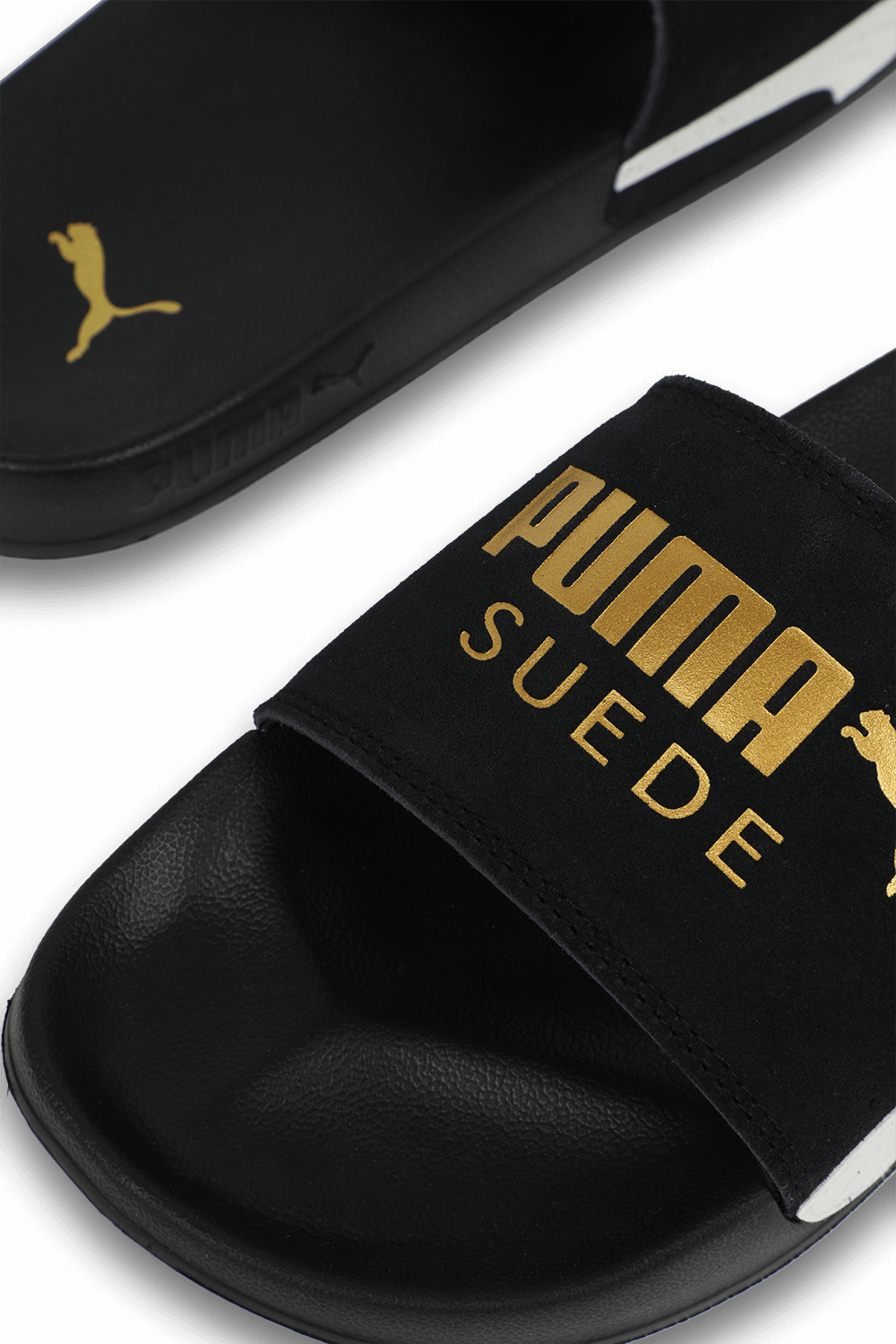 תמונת תקריב של כפכפי סליידס שחורים לידקט 2 סוויד