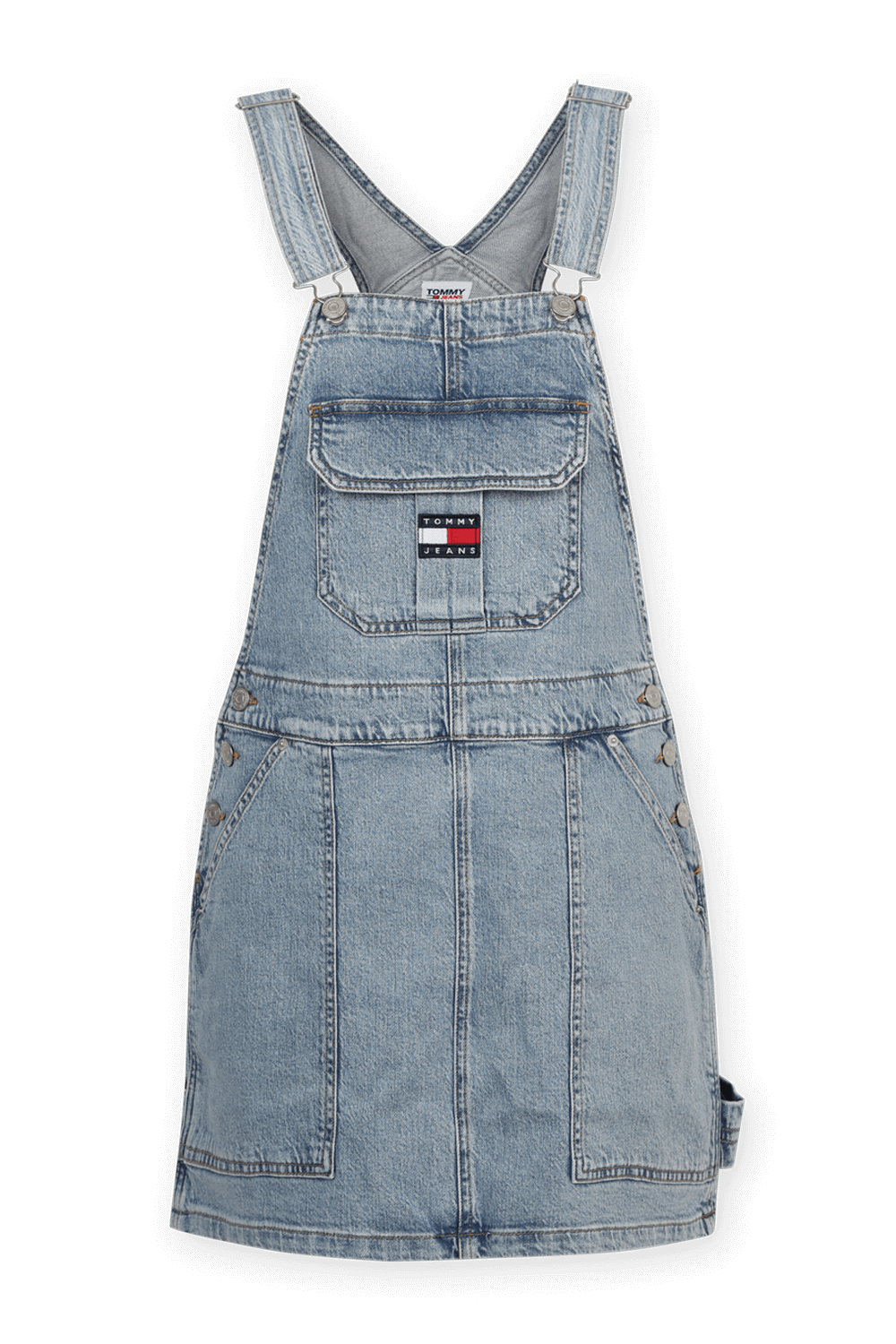 תמונה קידמית של Cargo Dungaree Denim Dress
