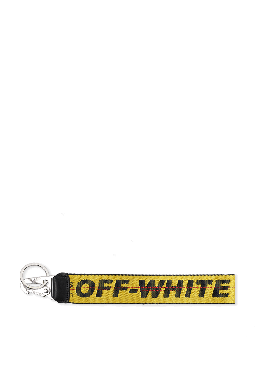 תמונה קידמית של מחזיק מפתחות ממותג תעשייתי בגווני צהוב ושחור