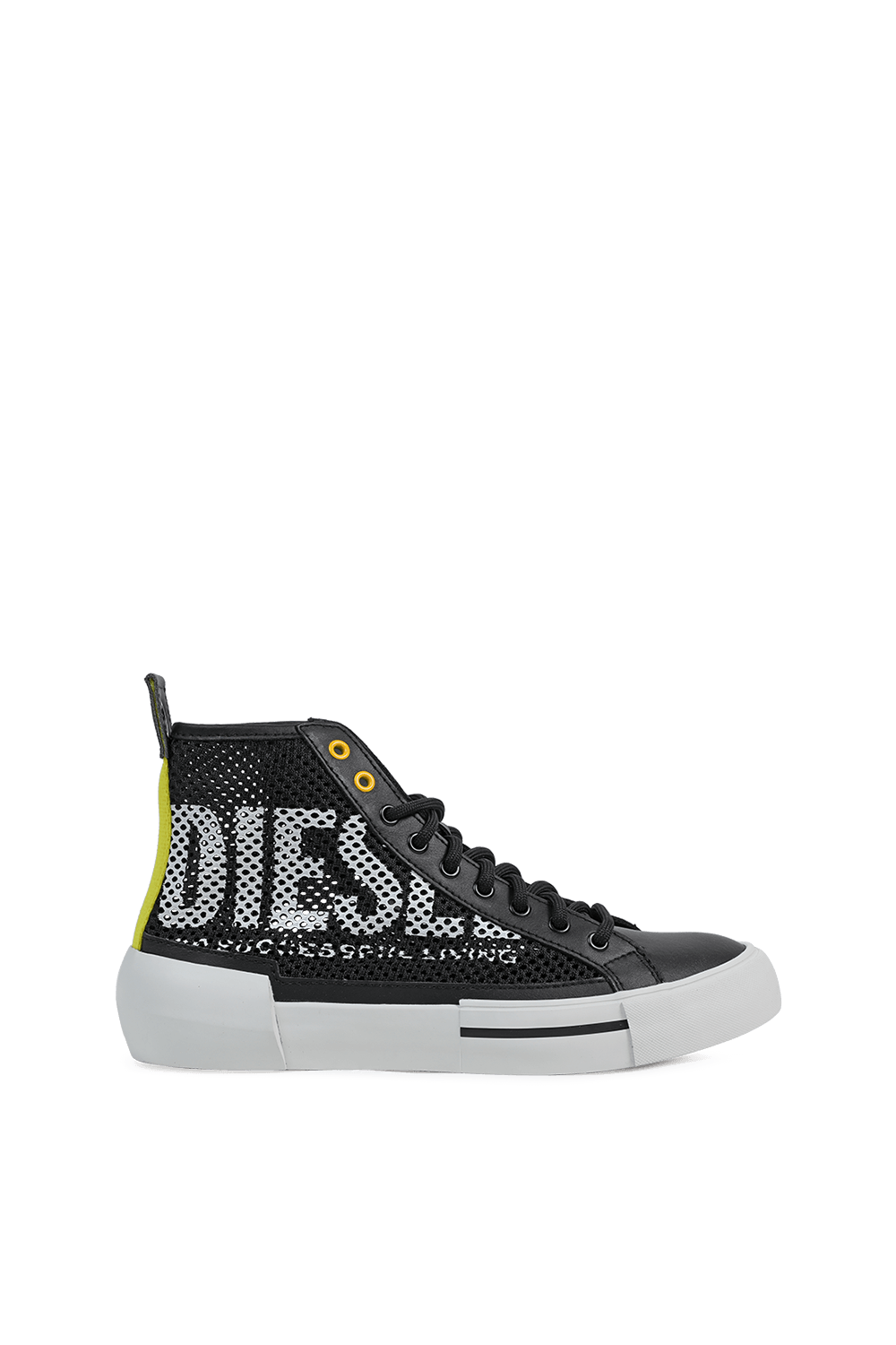 Mesh Logo High Top Sneakers in Black DIESEL