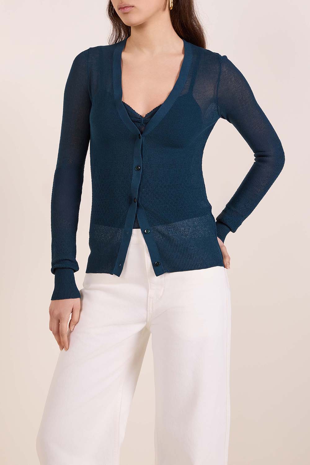 תמונת דוגמן קידמית של קרדיגן דק