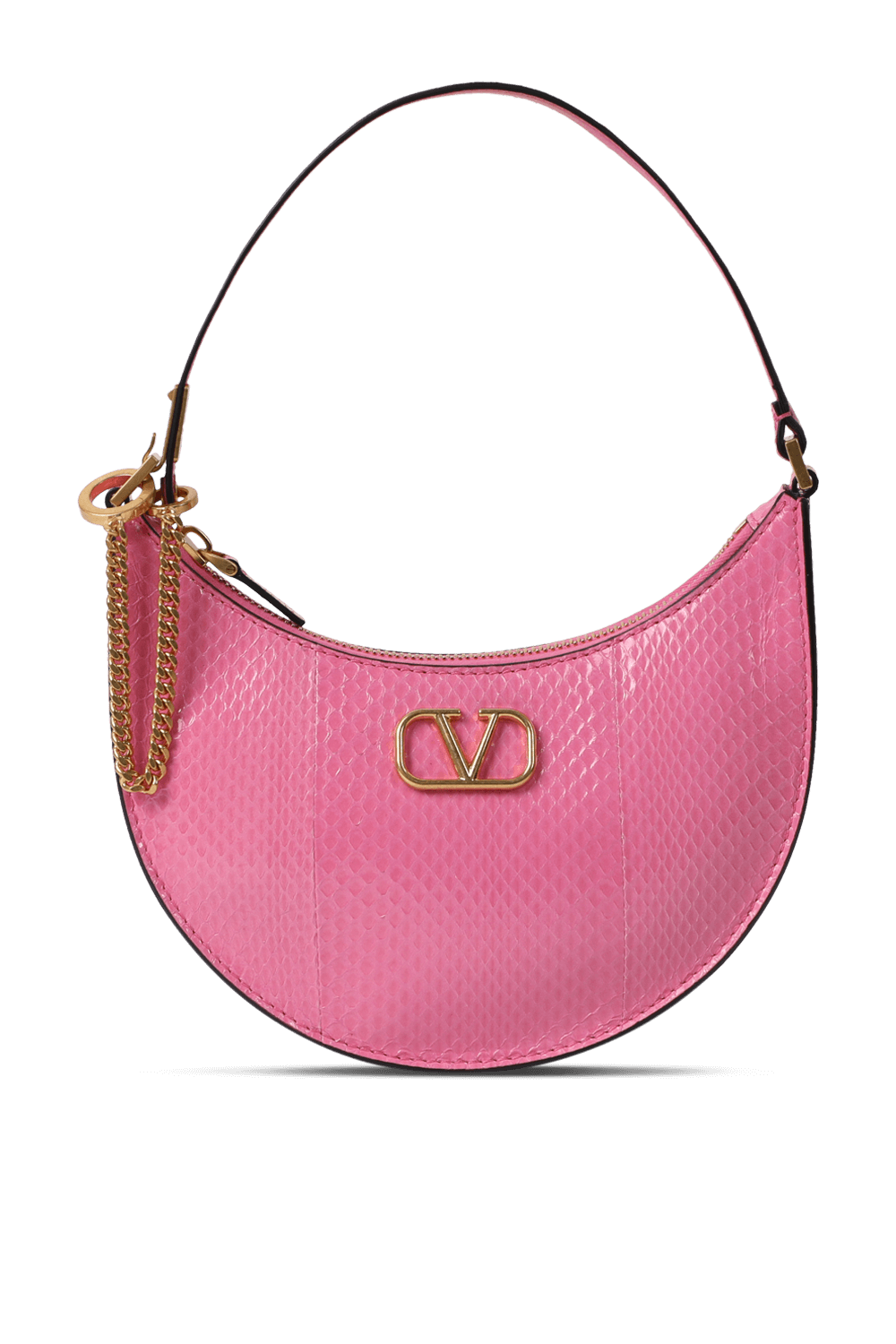 תמונה קידמית של תיק ורוד מבריק בצללית ירח