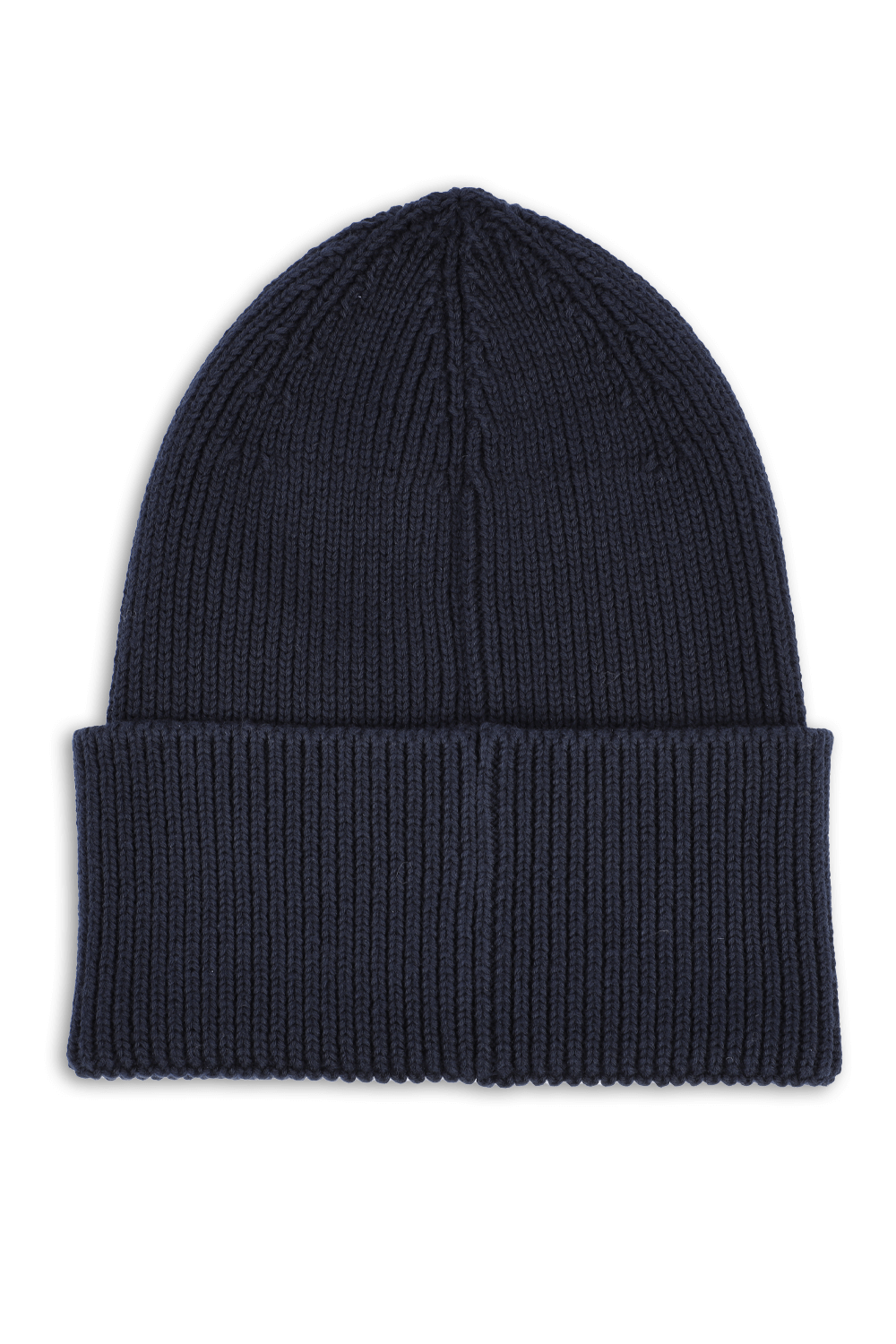 תמונה אחורית של Boss X Russell Athletic Ribbed Beanie Hat in Dark Blue