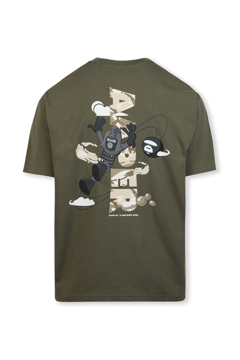 תמונה אחורית של Somewhere Print Straight Tshirt in Green