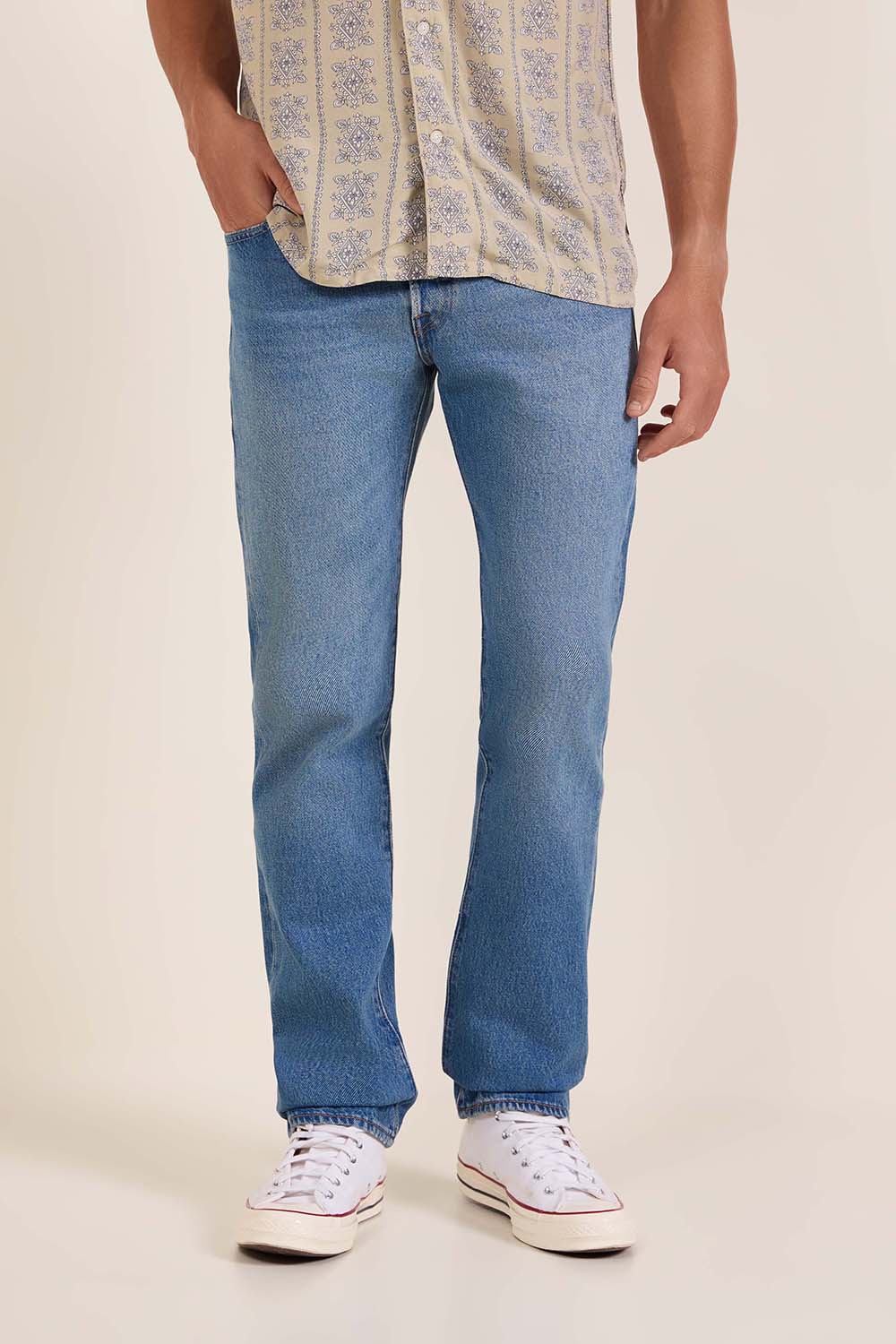 תמונת דוגמן קידמית של מכנסי ג'ינס 501 בגזרה ישרה