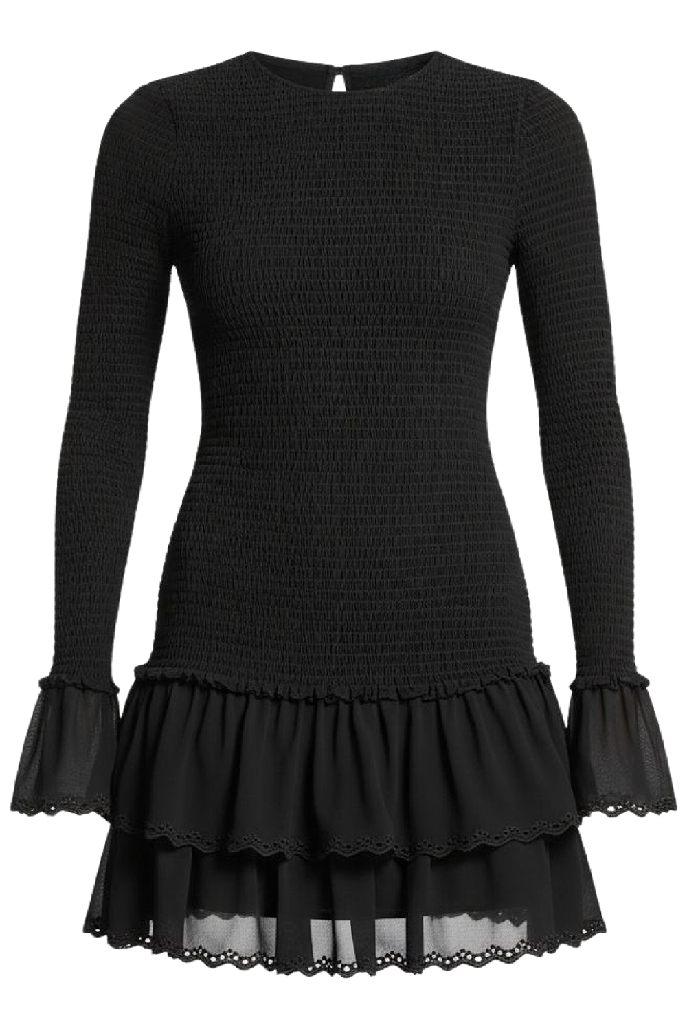 תמונה קידמית של שמלת מיני עם שרוולים ארוכים