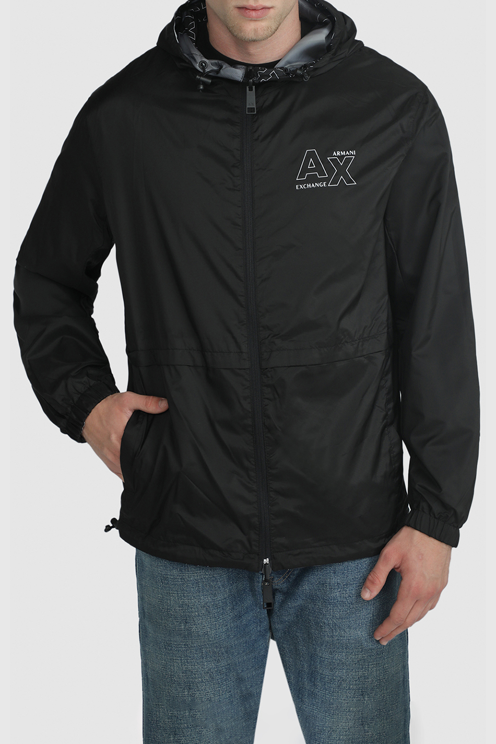 תמונת דוגמן אחורית של ז'קט ניילון דו צדדי