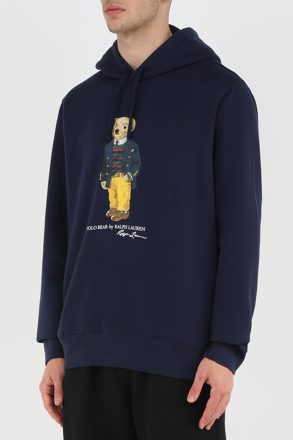 תמונת דוגמן קידמית של קפוצ'ון עם דובי בגוון כחול נייבי