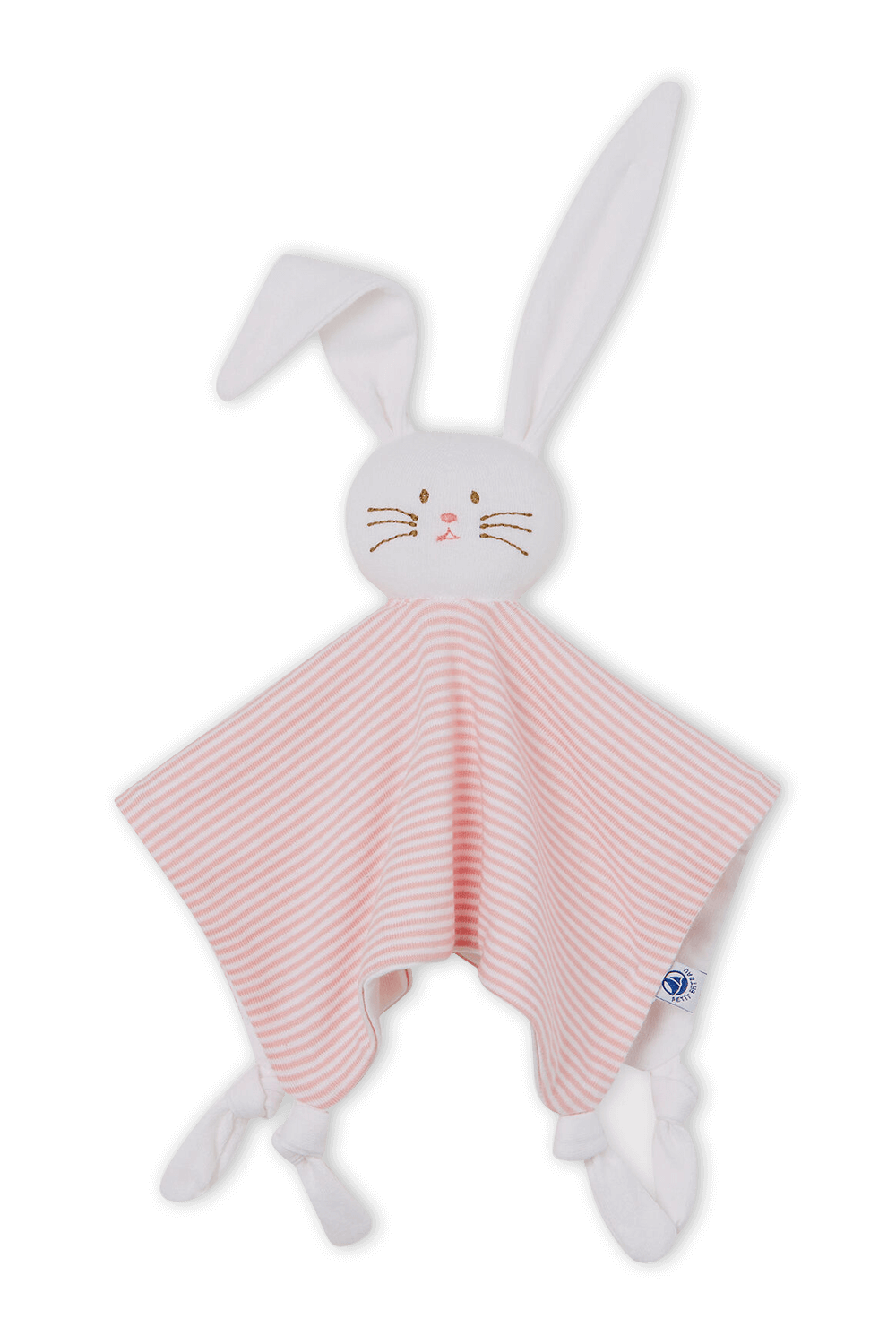 תמונה קידמית של בובת ארנב בורוד ולבן