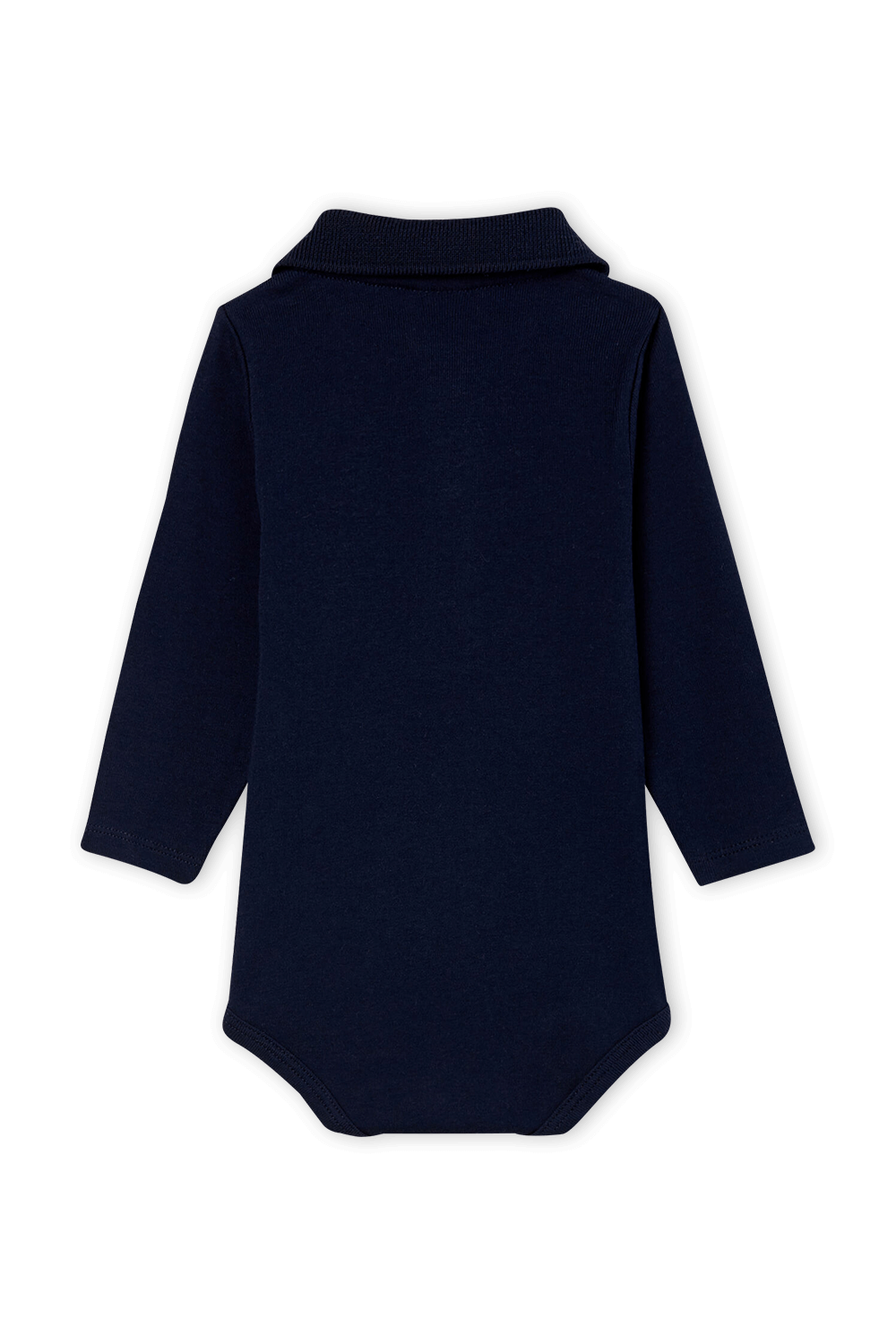 גילאי NB-12 בגד גוף לוגו בכחול נייבי עם צווארון פולו PETIT BATEAU