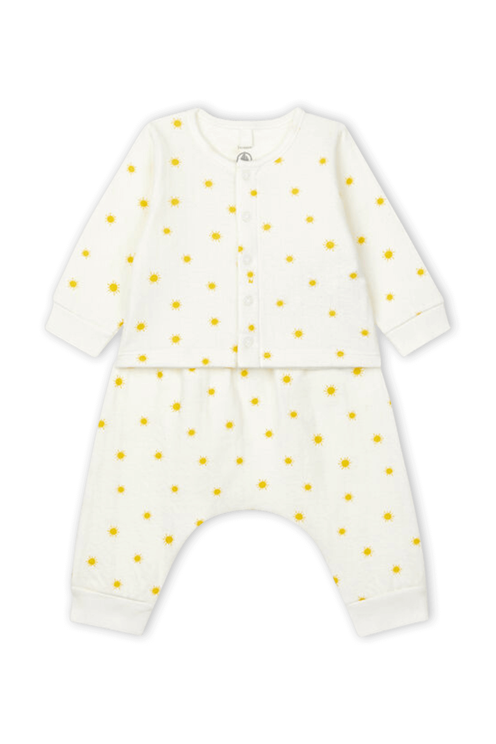 תמונת פנים של גילאי NB-24 חודשים סט מכנסיים וקרדיגן עם הדפס שמש