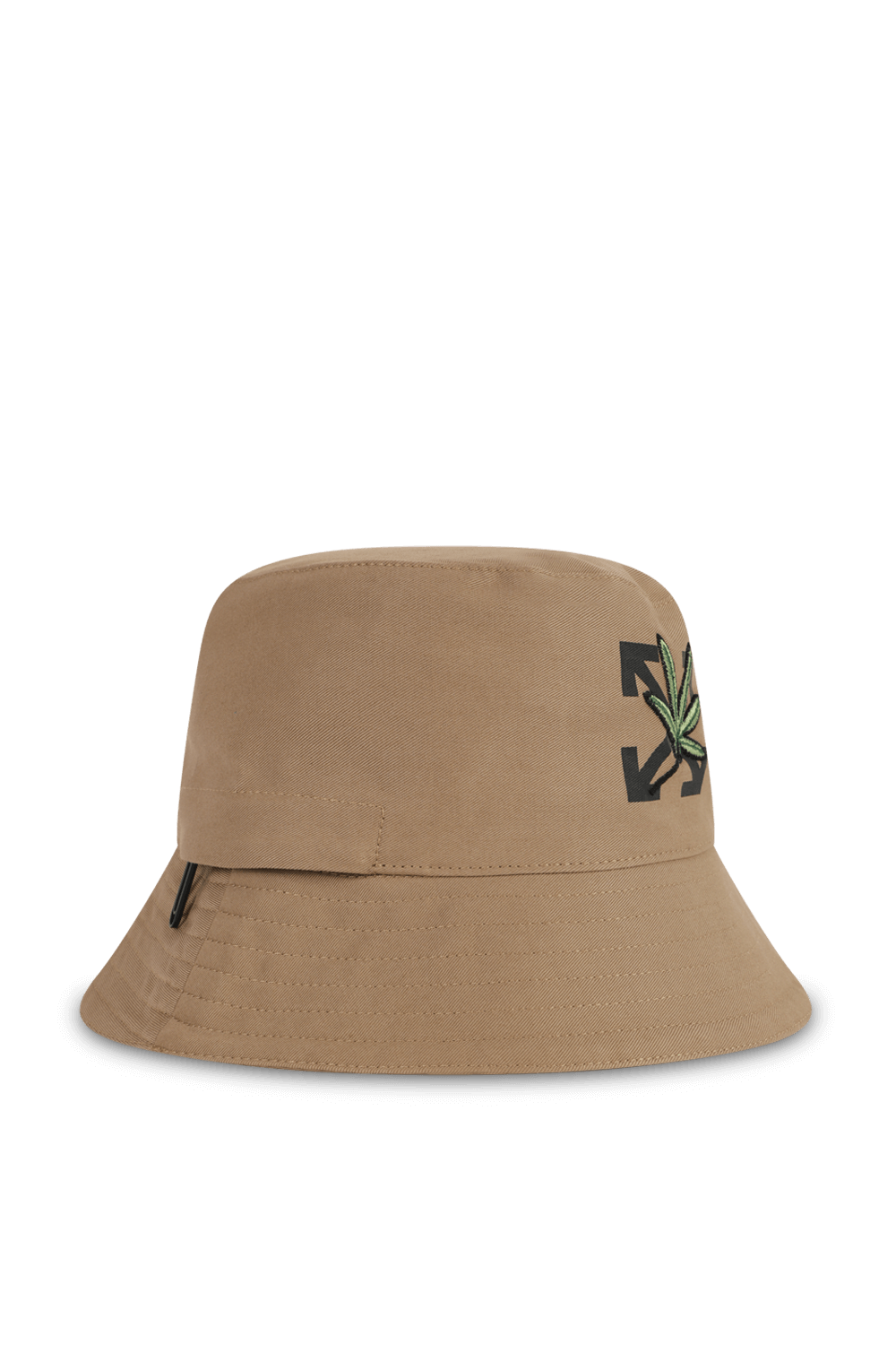 כובע באקט קאמל עם לוגו עלה רקום OFF WHITE