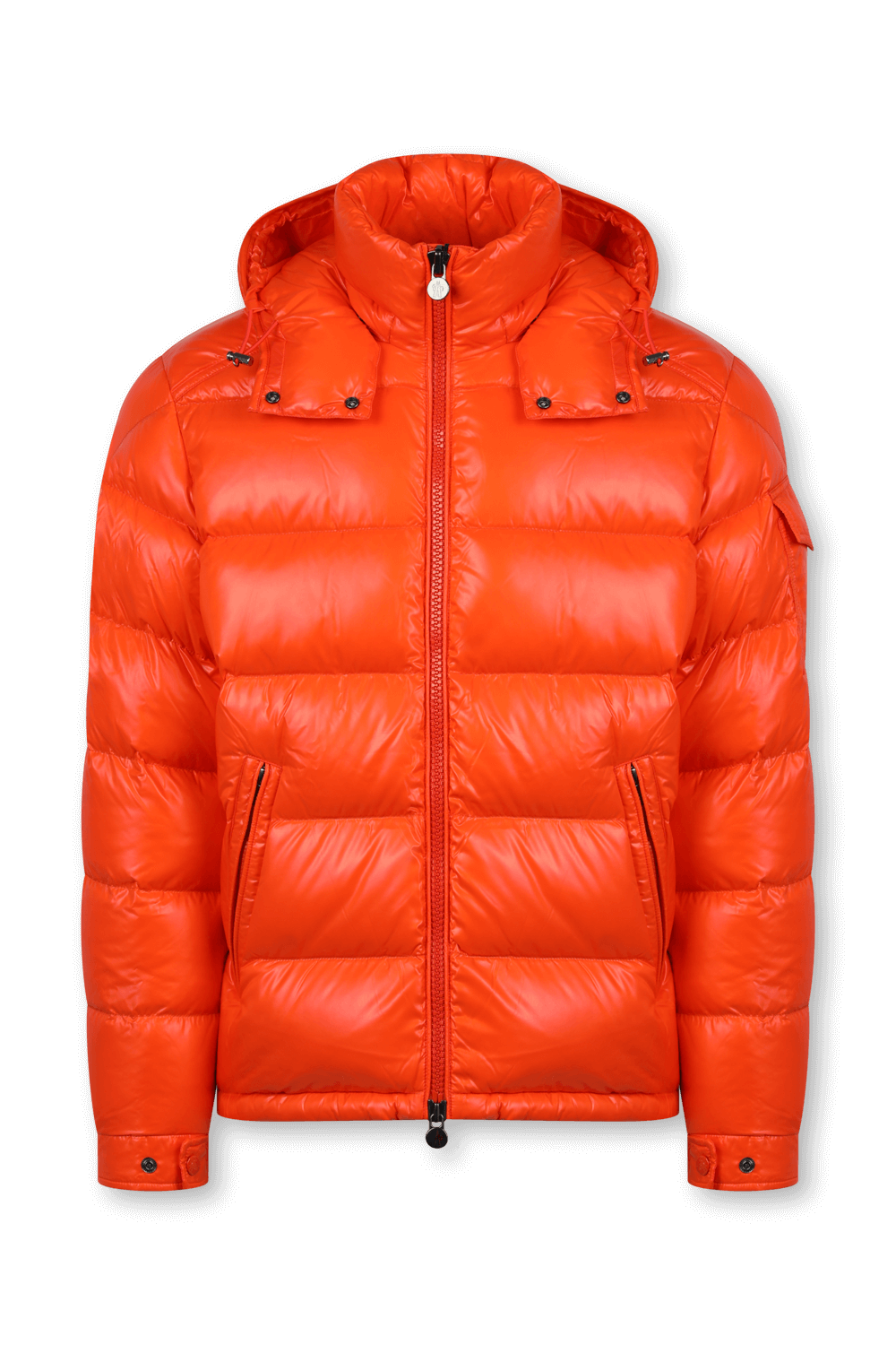 תמונה קידמית של מעיל מאיה פאפר עם סגירת רוכסן בגוון כתום מבירק