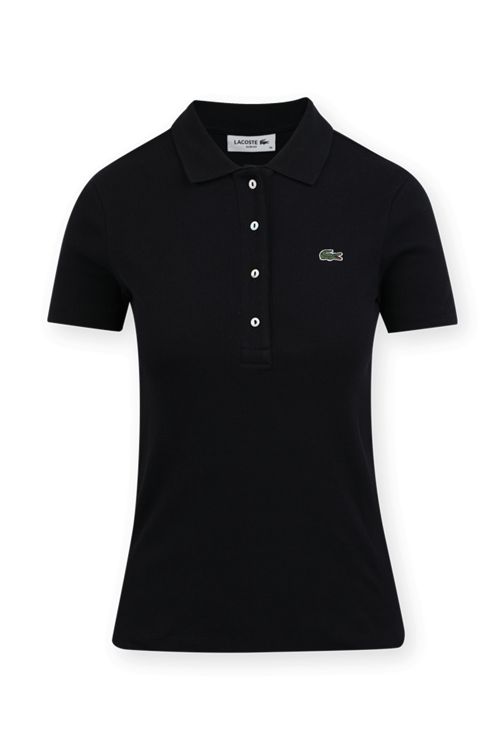 תמונה קידמית של Ribbed Cotton Polo Shirt in Dark Blue