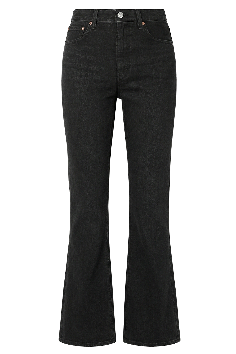 תמונה קידמית של מכנסי ג'ינס בגזרה מתרחבת