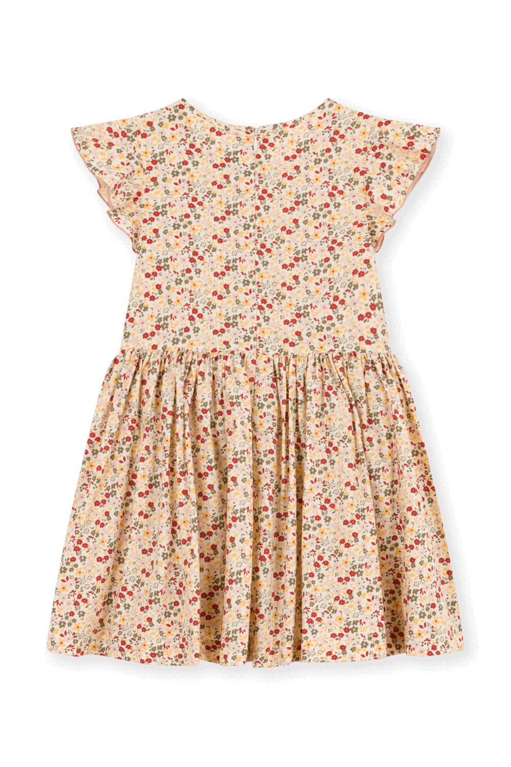 תמונה אחורית של שמלה פרחונית צבעונית קצרה - גילאי 6-12