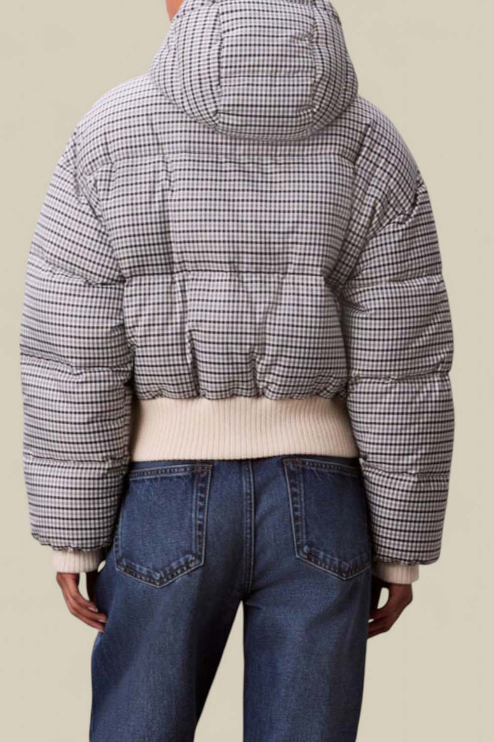 תמונת דוגמן אחורית של מעיל פוך