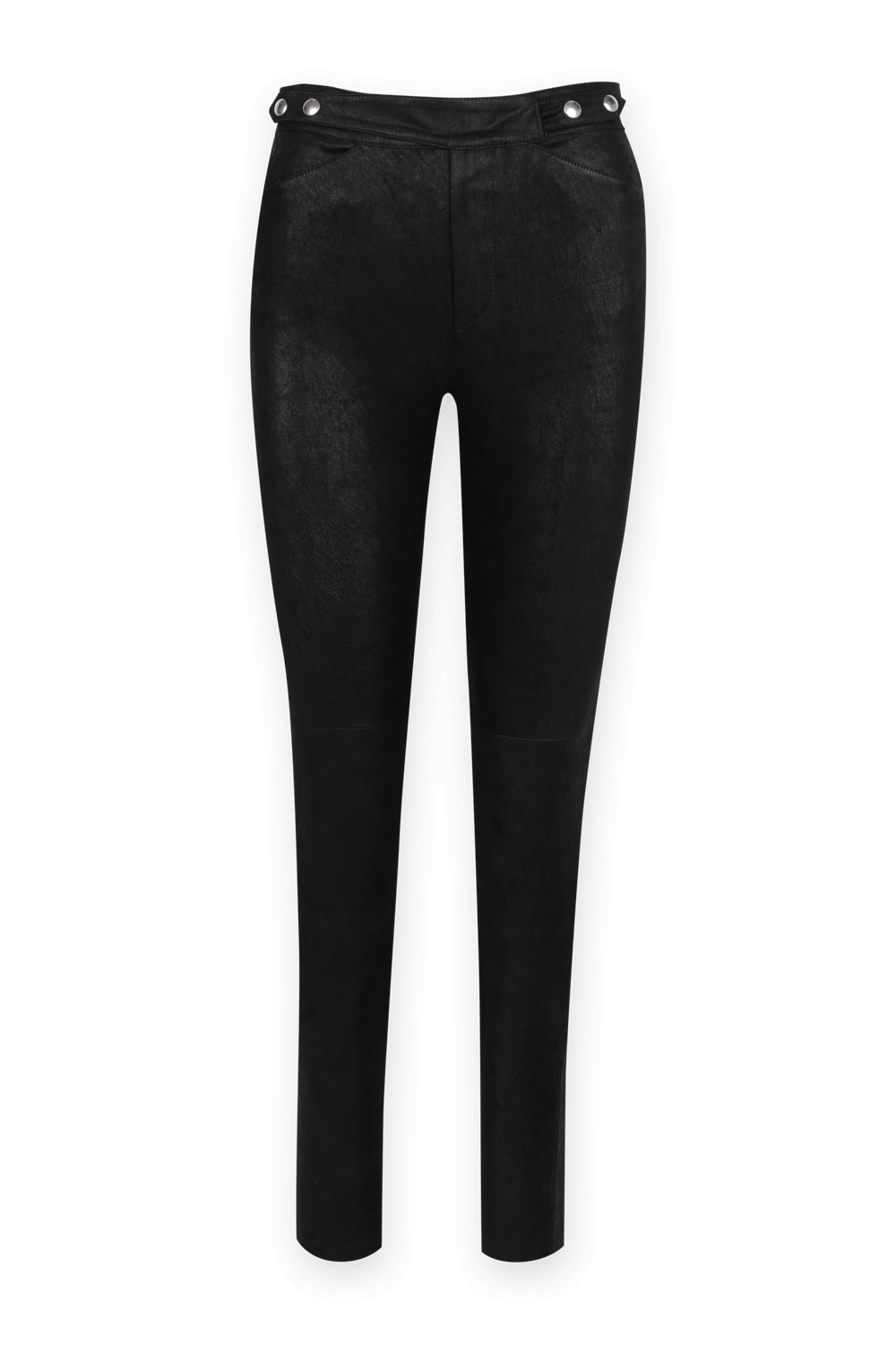 תמונה קידמית של מכנסי עור שחורים ארוכים