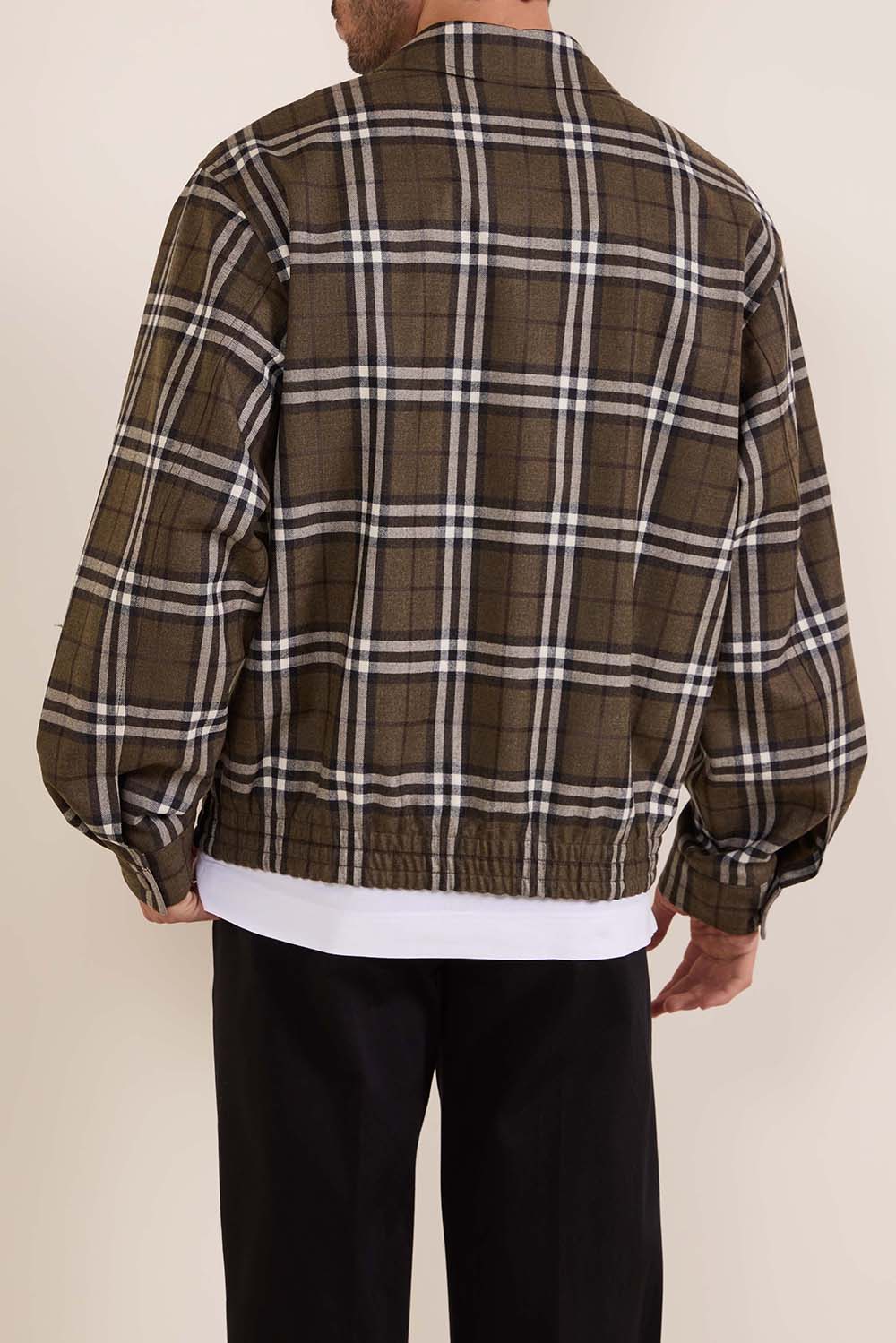 תמונת דוגמן אחורית של ז'קט צמר הרינגטון