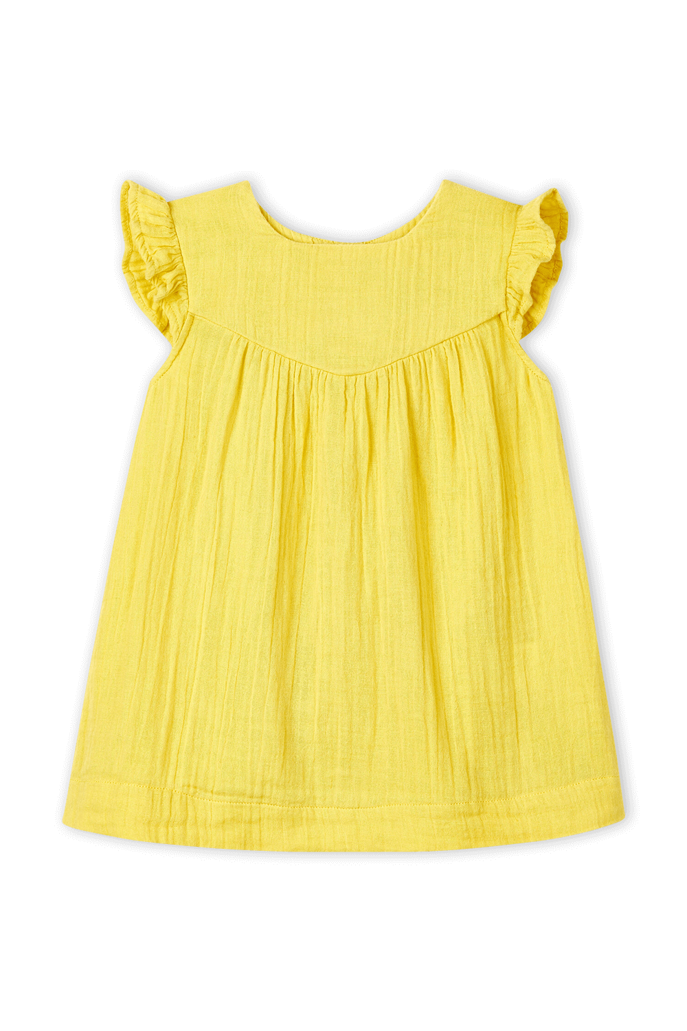 תמונה קידמית של גילאי 18-36 חודשים שמלת מיני צהובה
