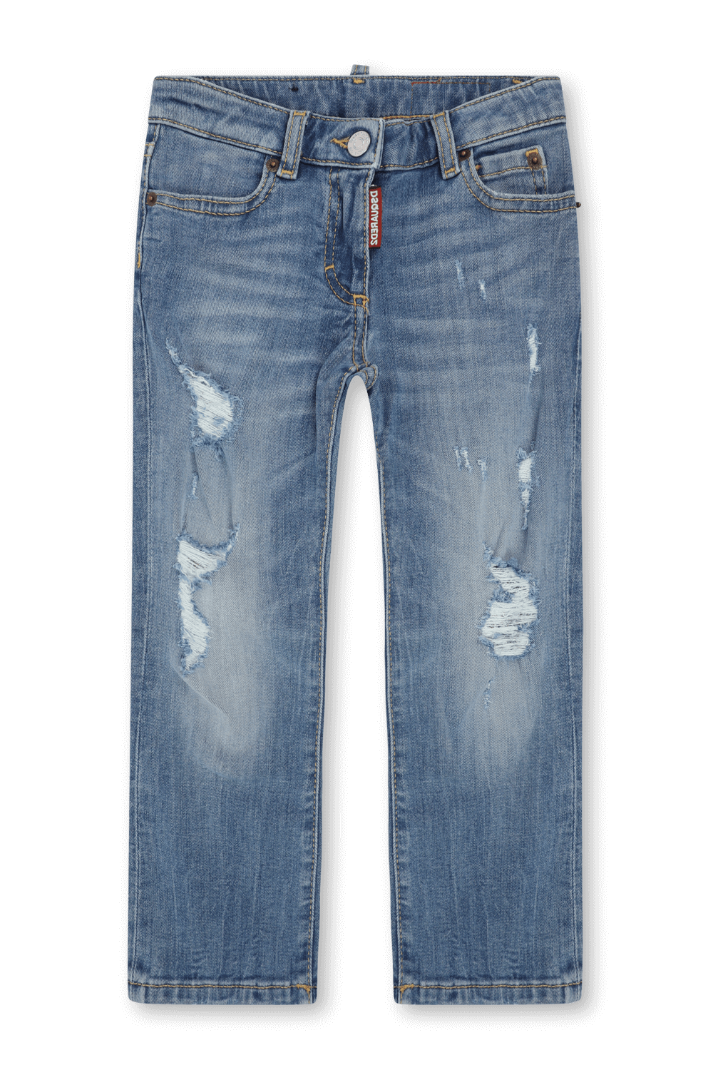 גילאי 4-16 מכנסי ג'ינס בהירים עם פרמים DSQUARED2 KIDS