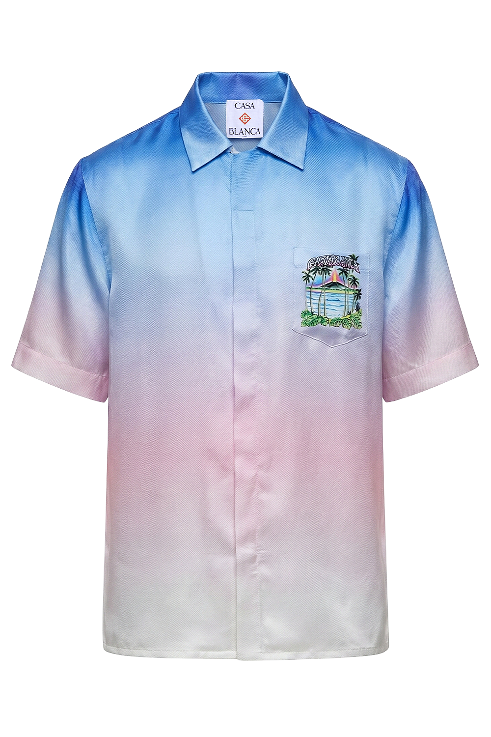 תמונה קידמית של חולצת כפתורים קצרה משי