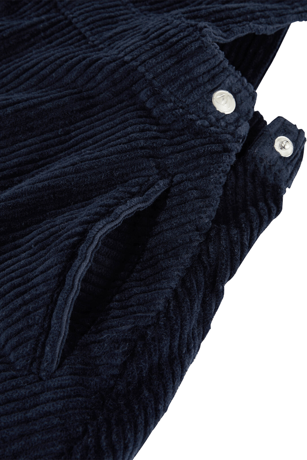 תמונת תקריב של גילאי 6-12 שמלת קורדרוי בצבע כחול