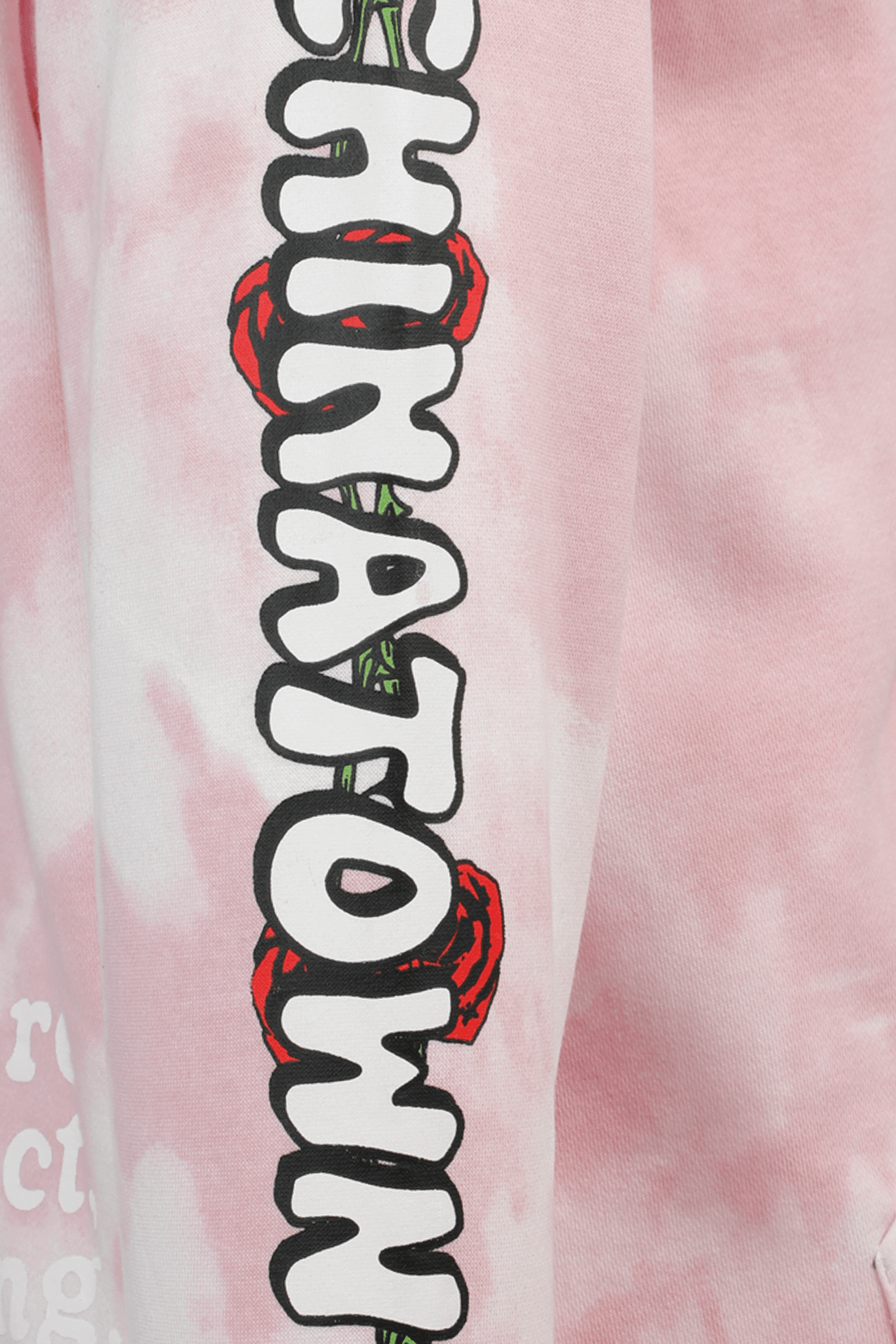 תמונת תקריב של Be Mine Tie-Dye Hoddie in Pink and White