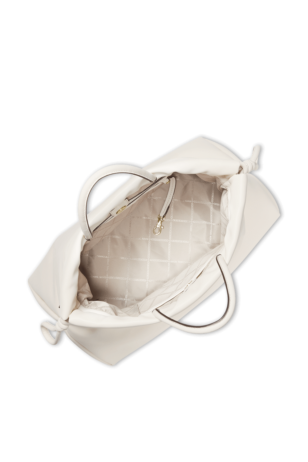 תמונת פנים של תיק קרוס עם שרשרת בצבע שמנת