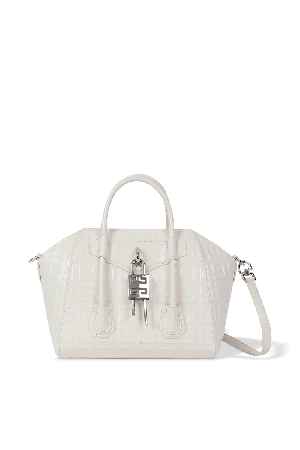 תמונה קידמית של Antigona Lock Mini 4G Leather Bag in Ivory