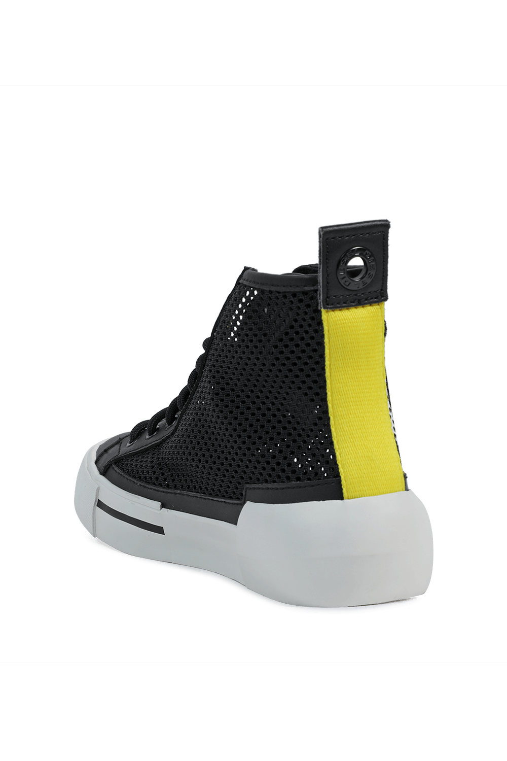 תמונה אחורית של Mesh Logo High Top Sneakers in Black