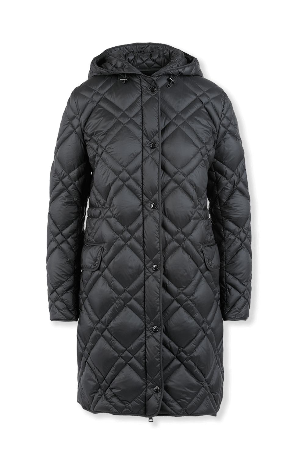 תמונה קידמית של Meres Long Parka Coat in Black