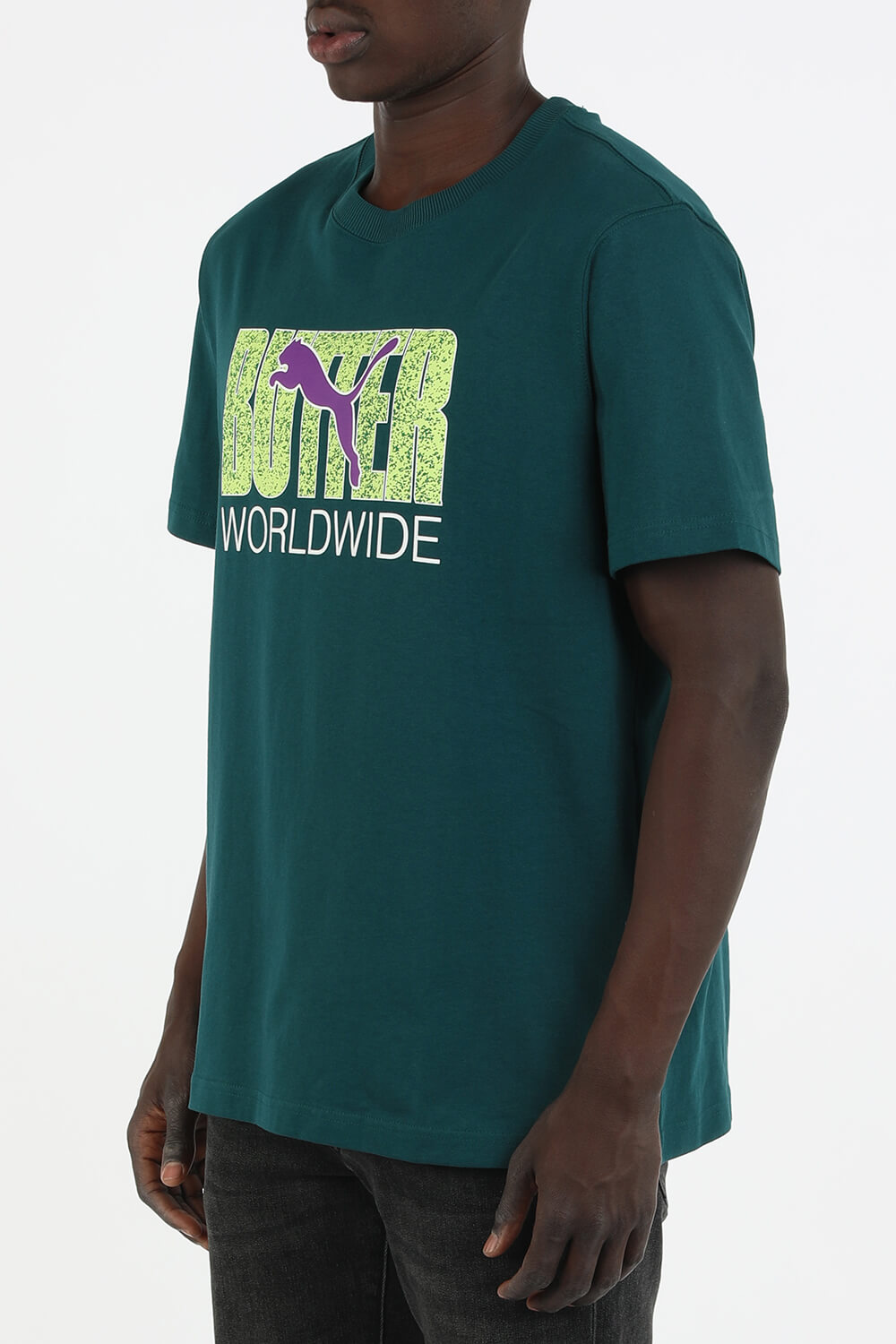 תמונת דוגמן קידמית של פומה X באטר גודס חולצת לוגו בצבע כחול