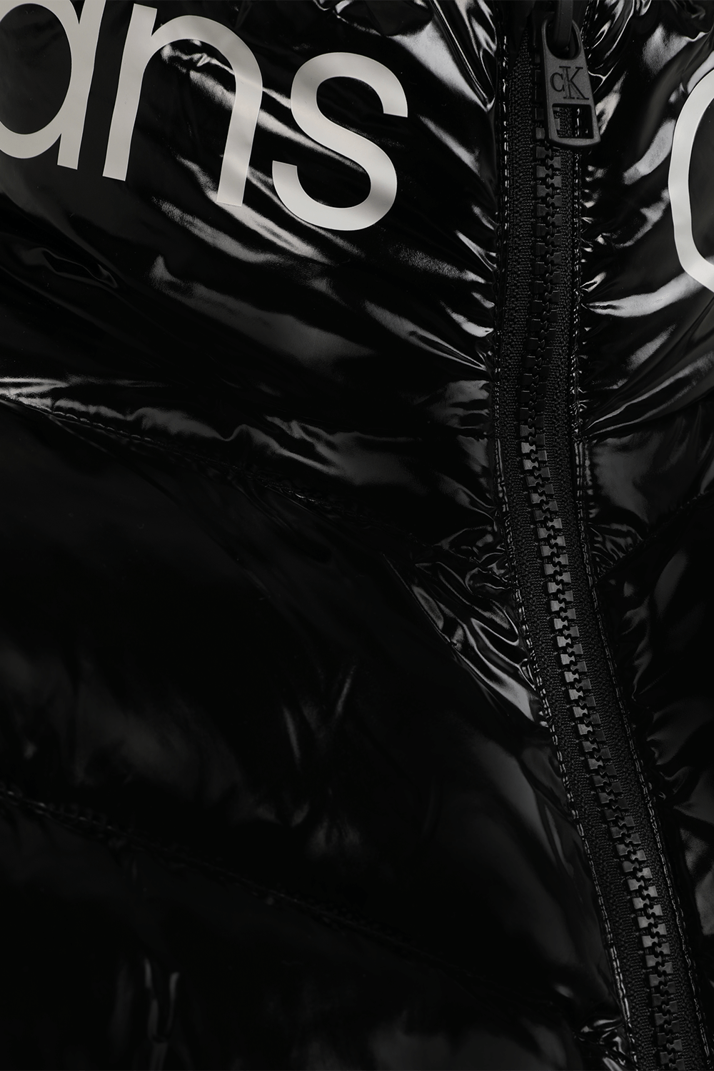 תמונה אחורית של מעיל פוך מבריק מניילון