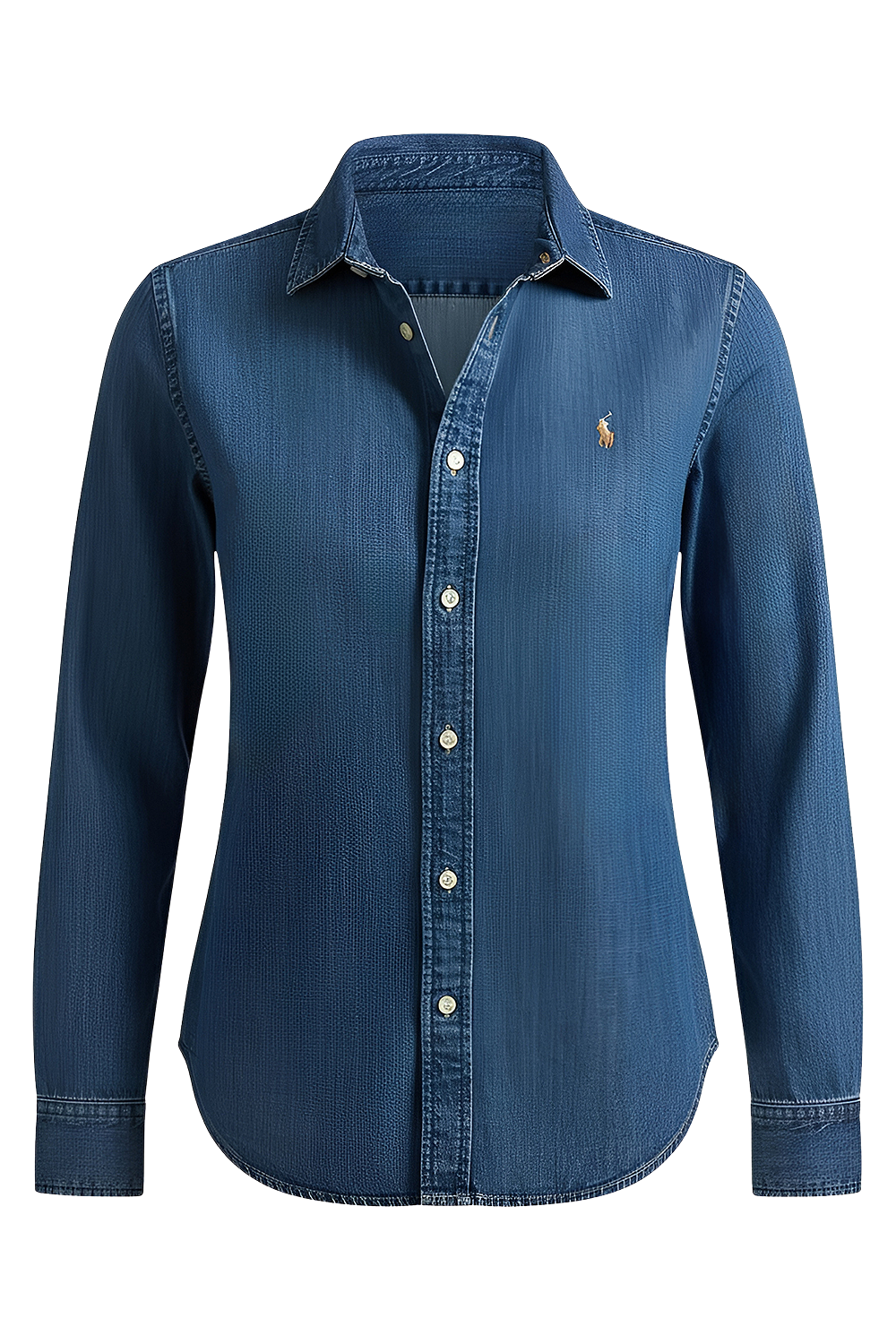 תמונה קידמית של חולצת כפתורים ג'ינס סלים פיט