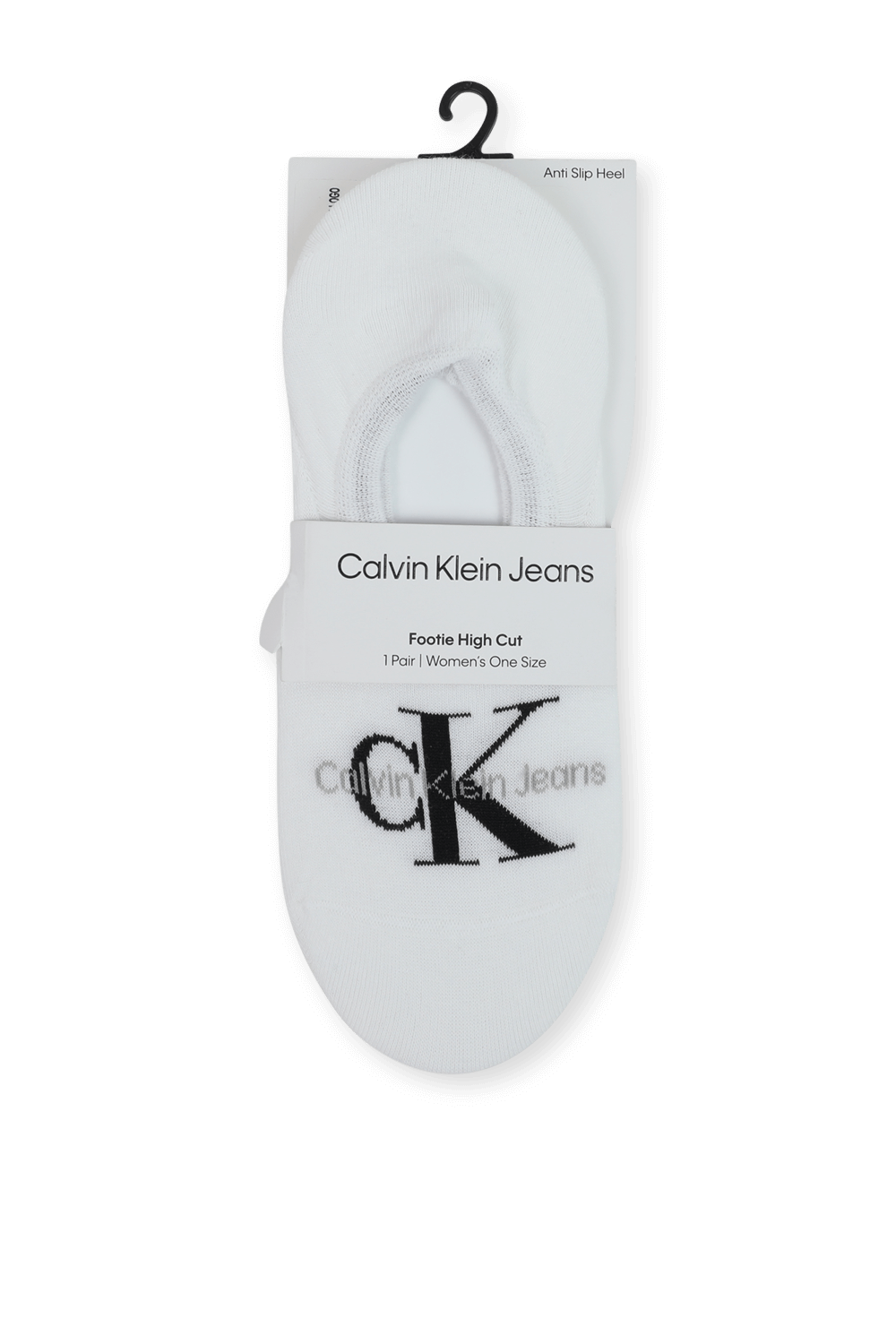 גרביים פוטי היי קאט מונוגרמה בגוון לבן CALVIN KLEIN