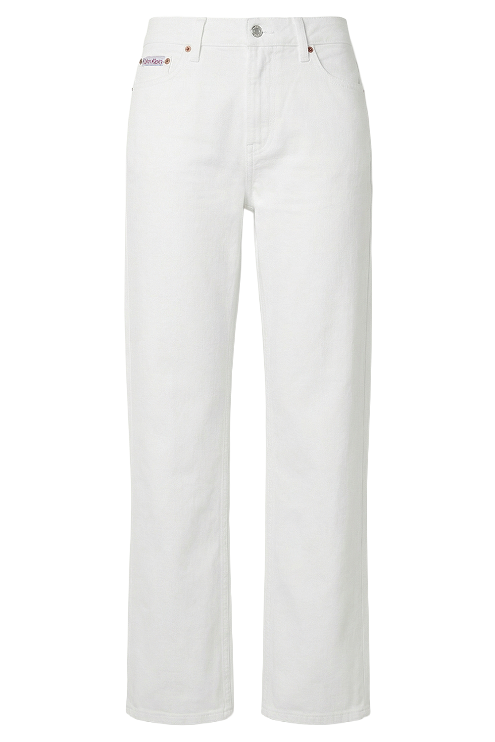 תמונה קידמית של מכנסי ג'ינס בגזרה גבוהה וישרה